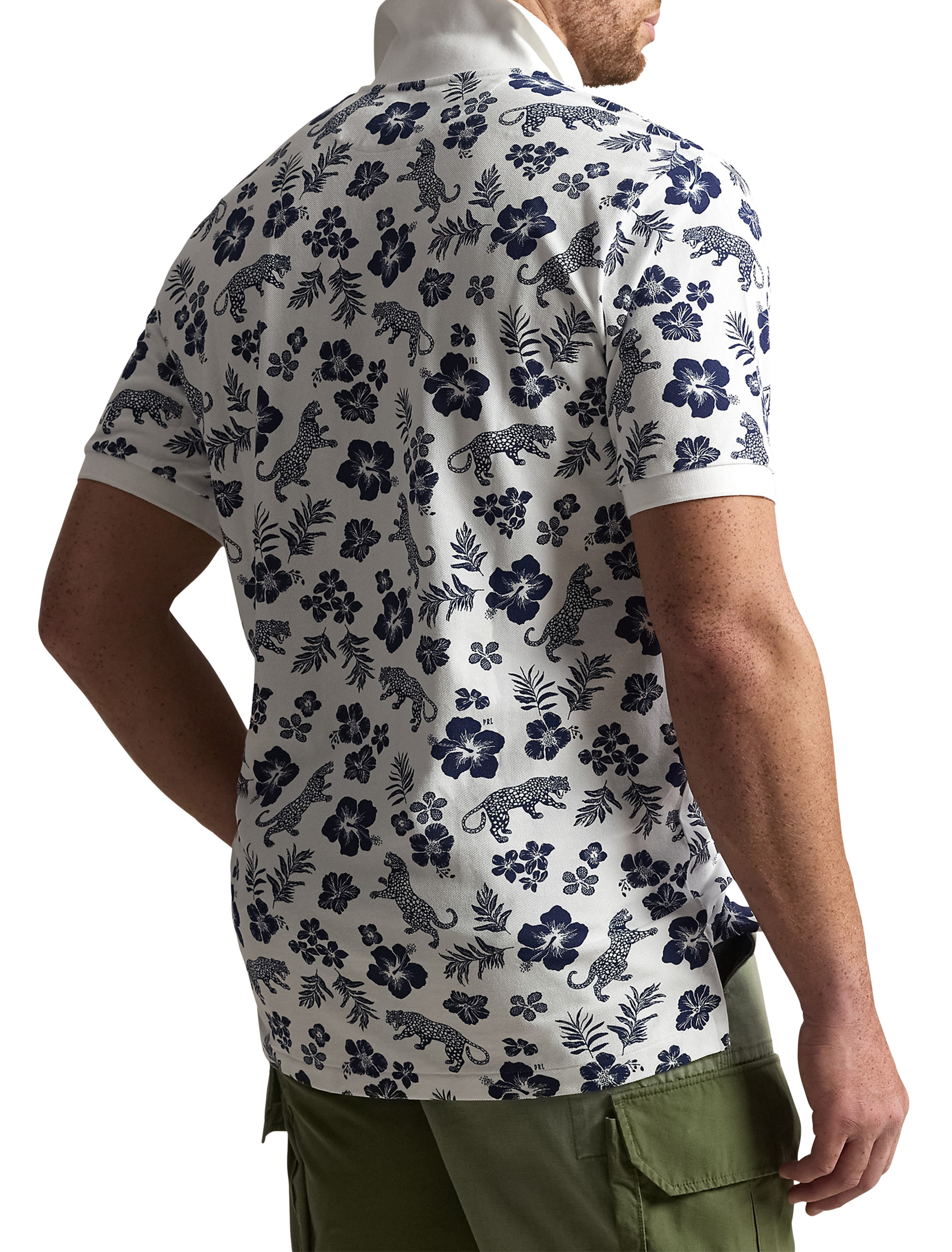 Tropical Floral Mesh Polo Shirt