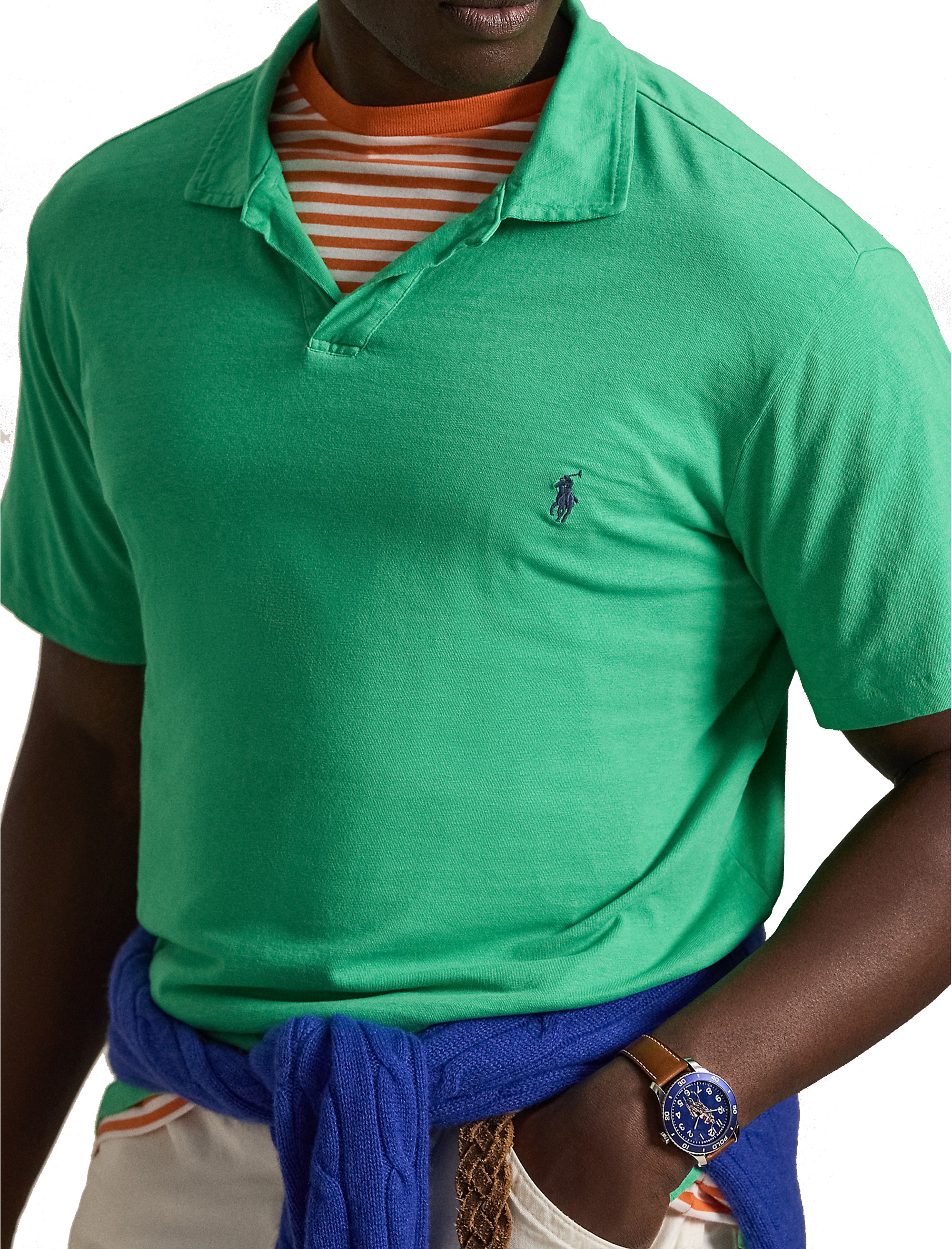 Cotton-Blend Johnny Collar Polo Shirt - thumbnail 5