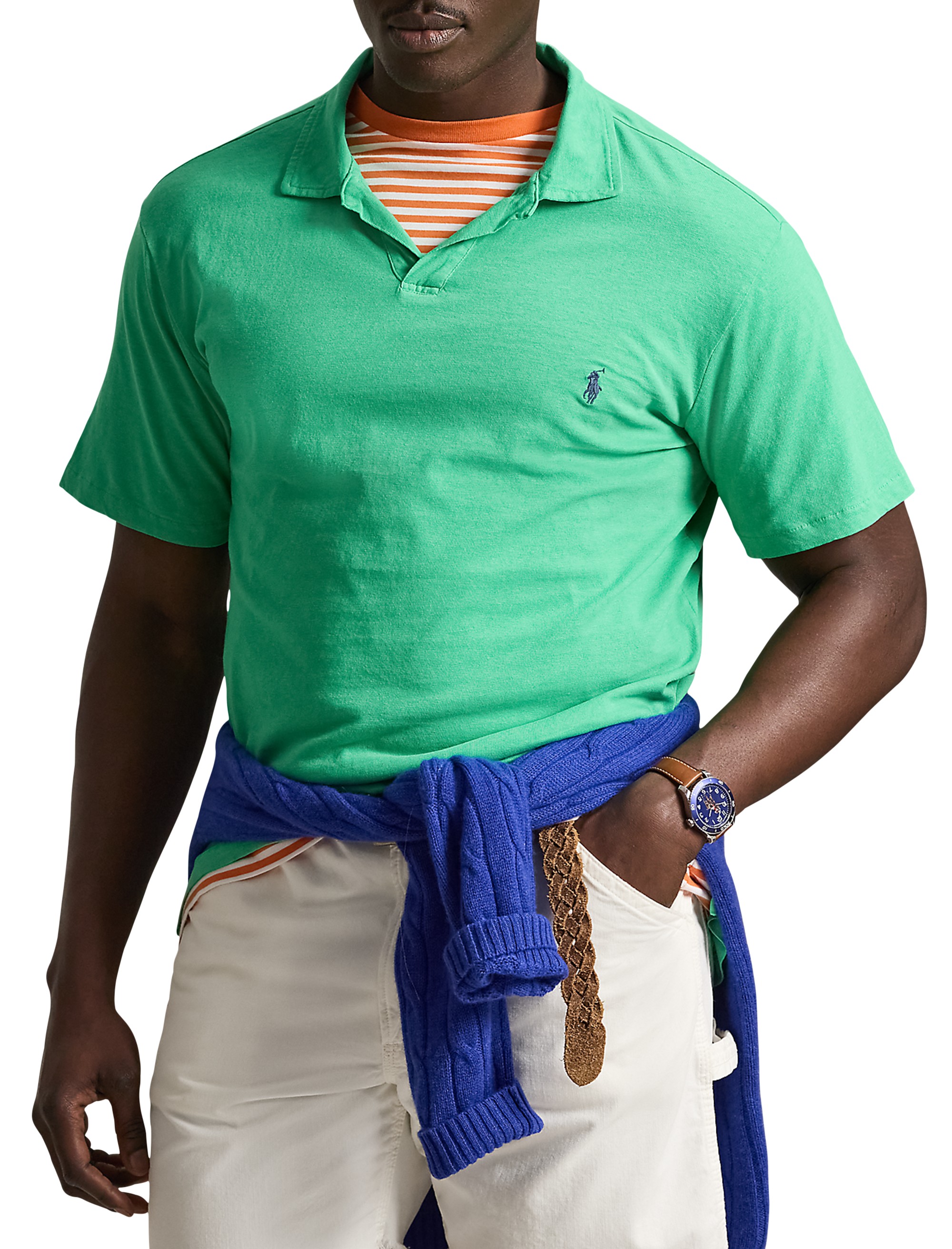 Cotton-Blend Johnny Collar Polo Shirt - thumbnail 3