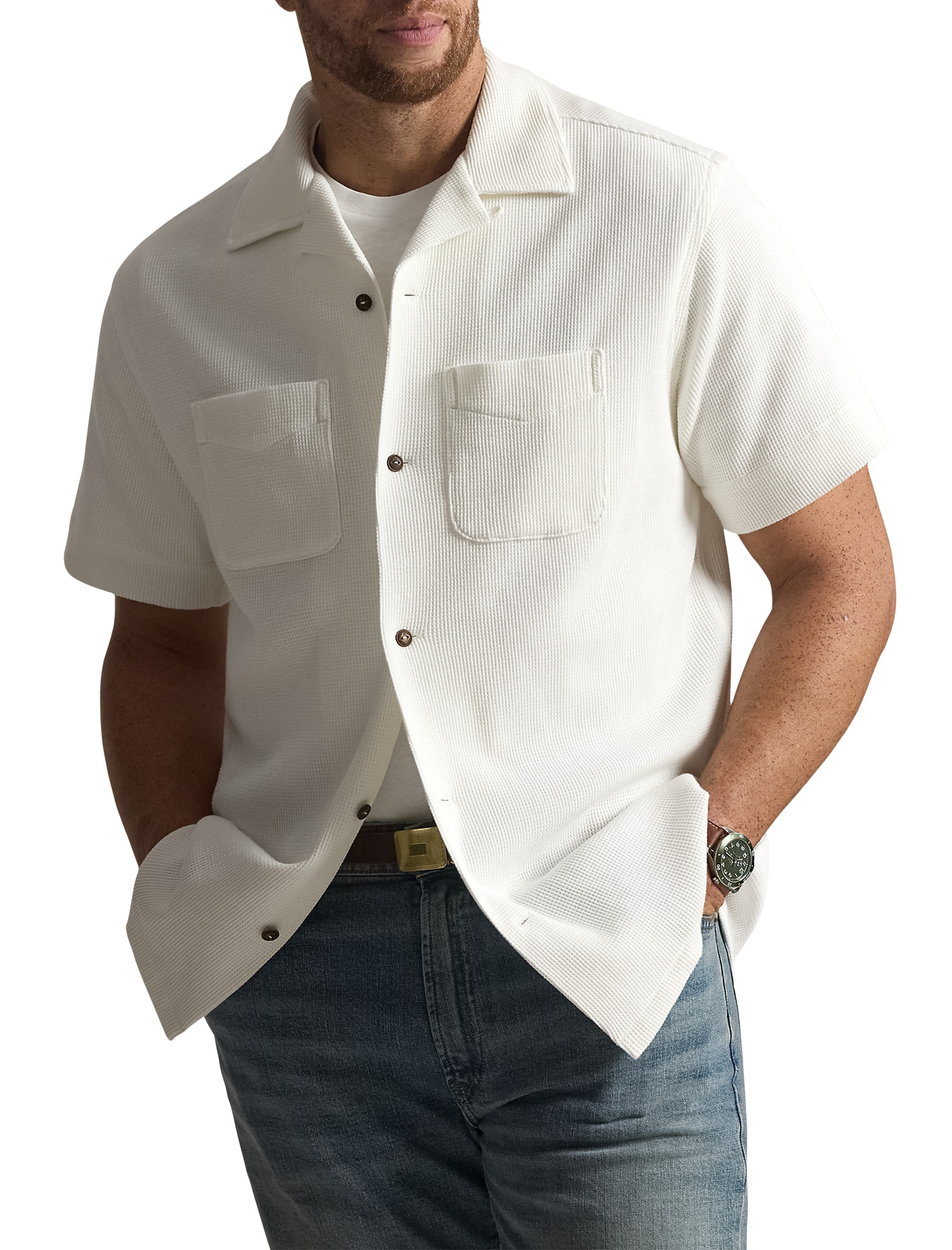 Waffle Knit Camp Shirt