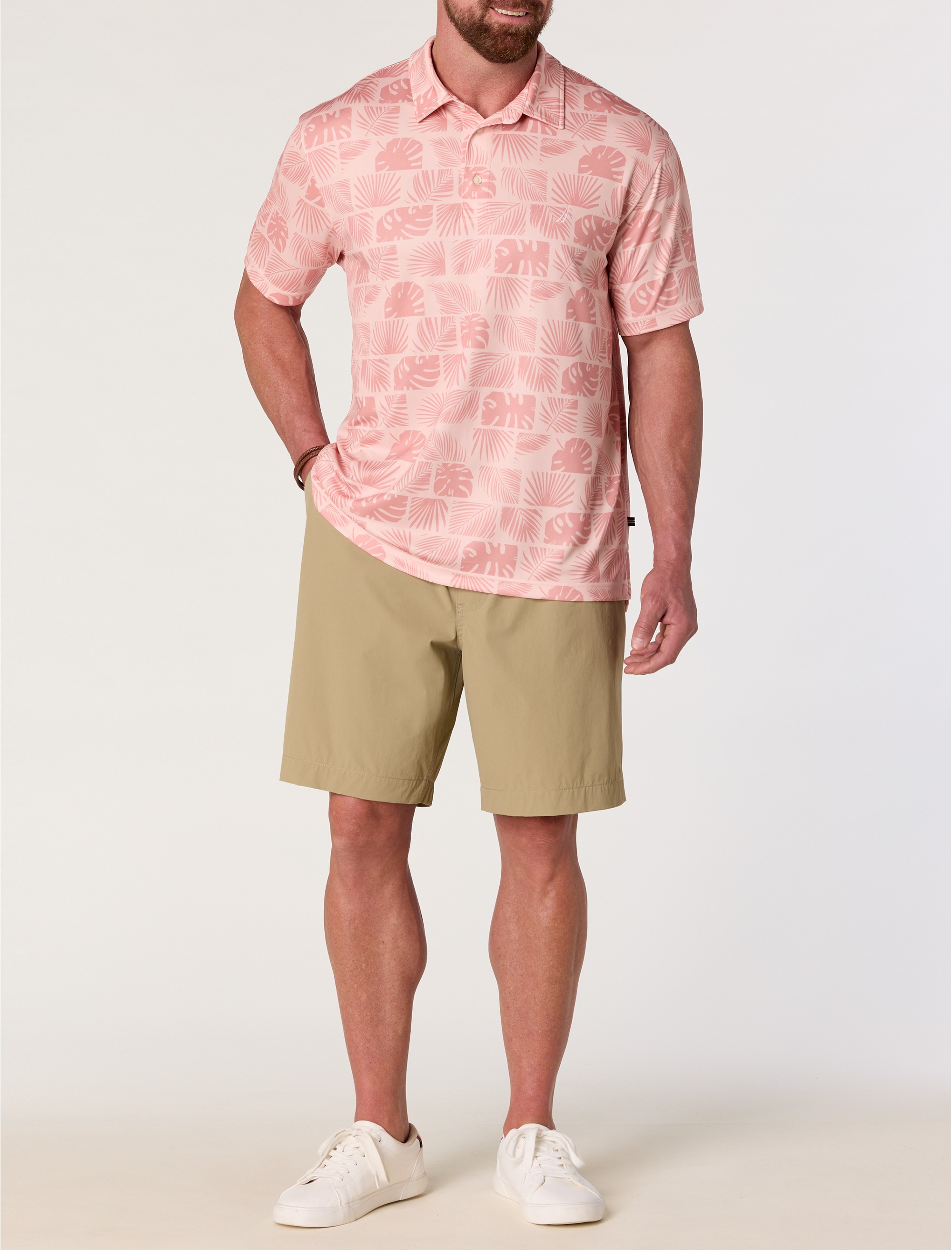 Stamped Floral Performance Polo Shirt - thumbnail 2
