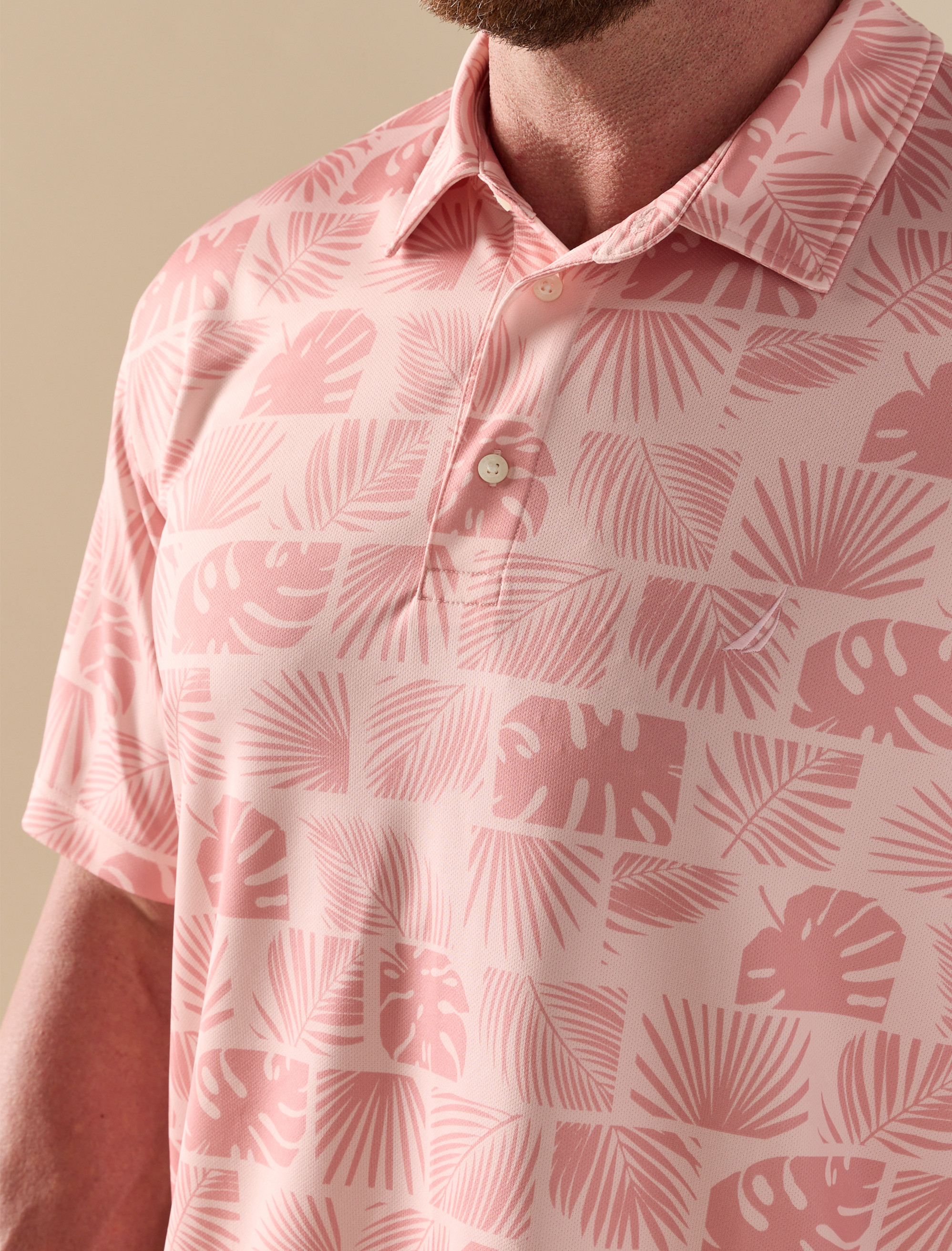 Stamped Floral Performance Polo Shirt