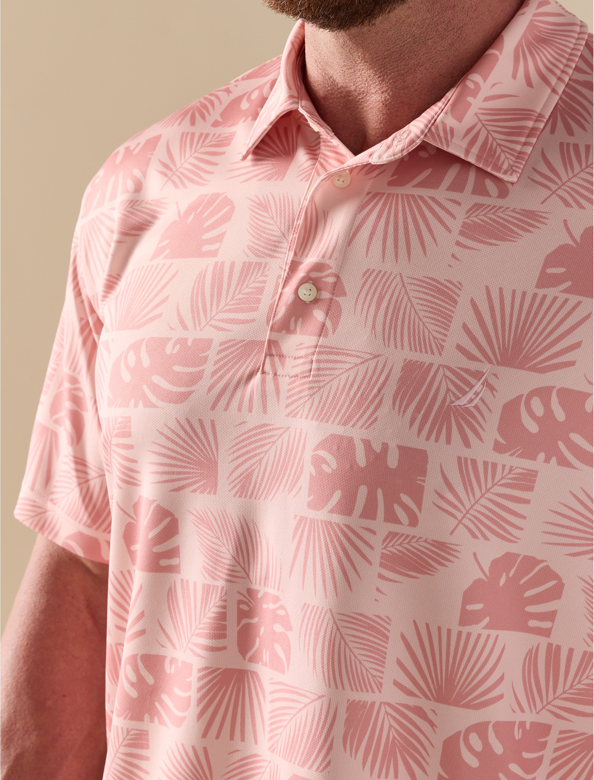 Stamped Floral Performance Polo Shirt - thumbnail 3