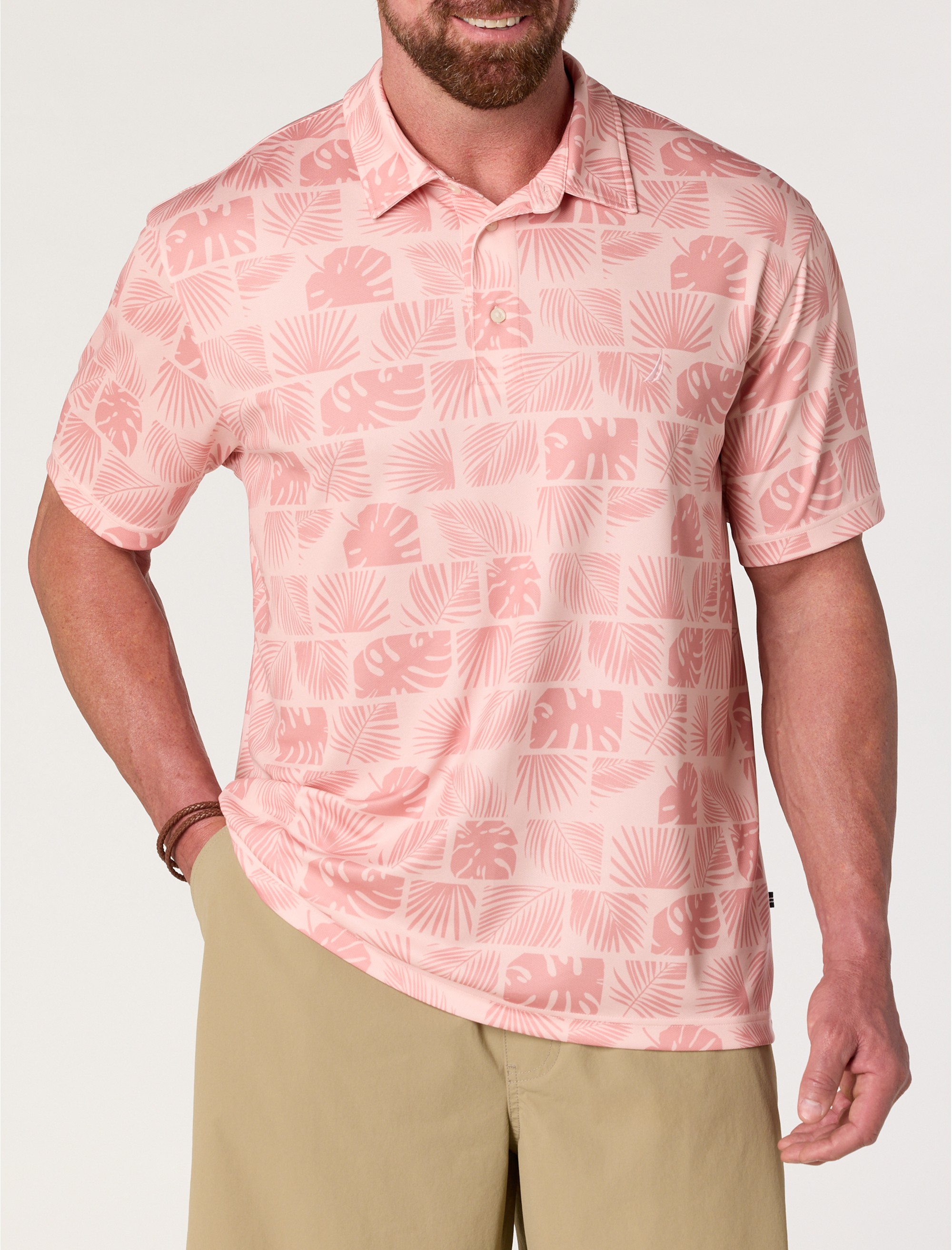Stamped Floral Performance Polo Shirt