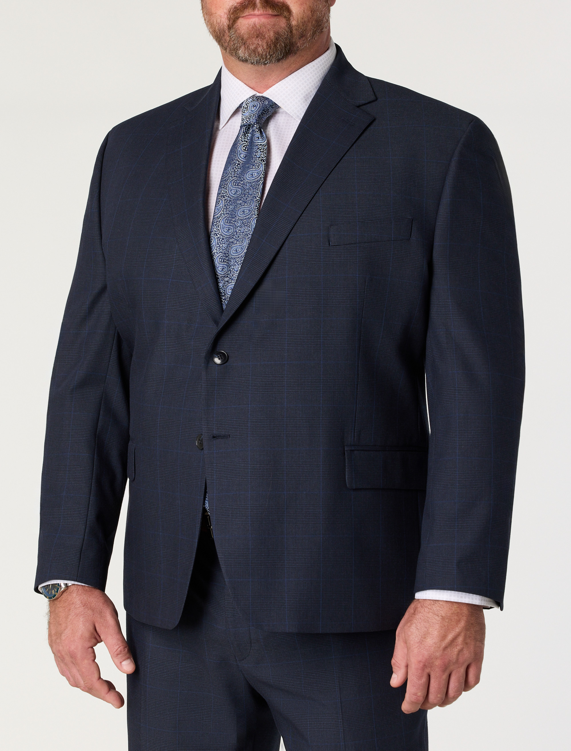 ヒール & クリーク メンズウェア豪華4点セット Big + Tall | Michael Kors Houndstooth Windowpane Suit Jacket | DXL
