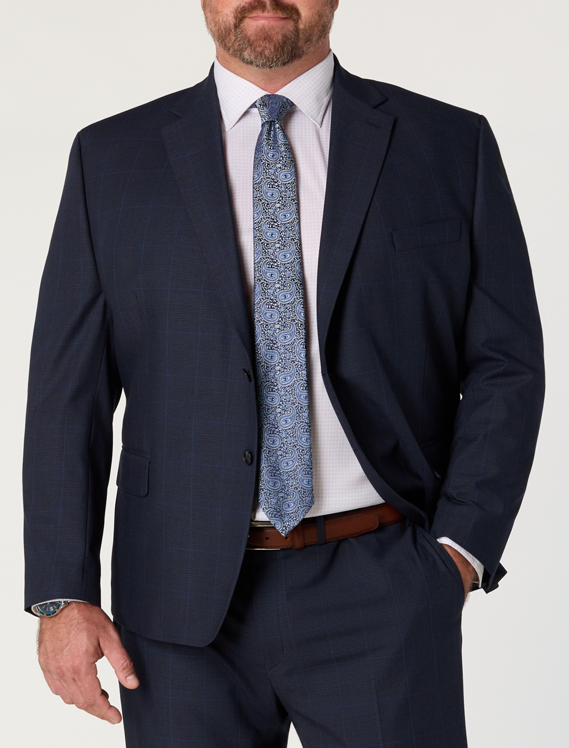 Houndstooth Windowpane Suit Jacket