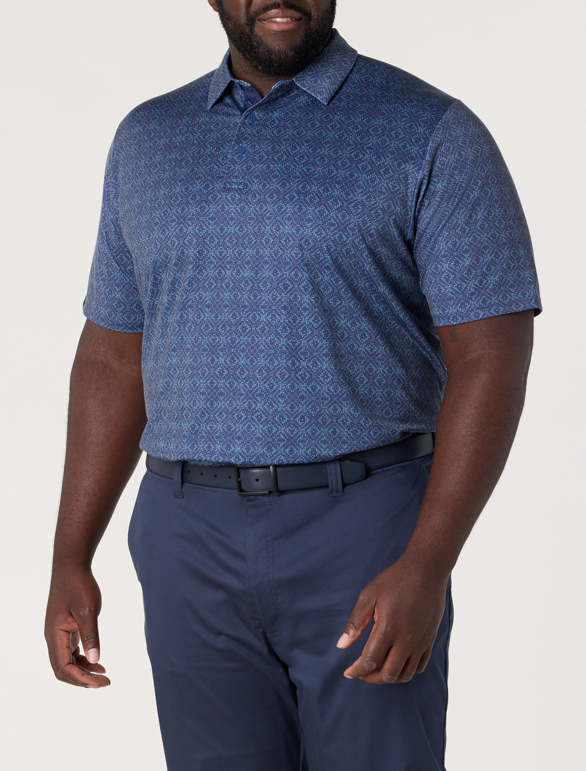 Fractal Chevron Print Polo Shirt