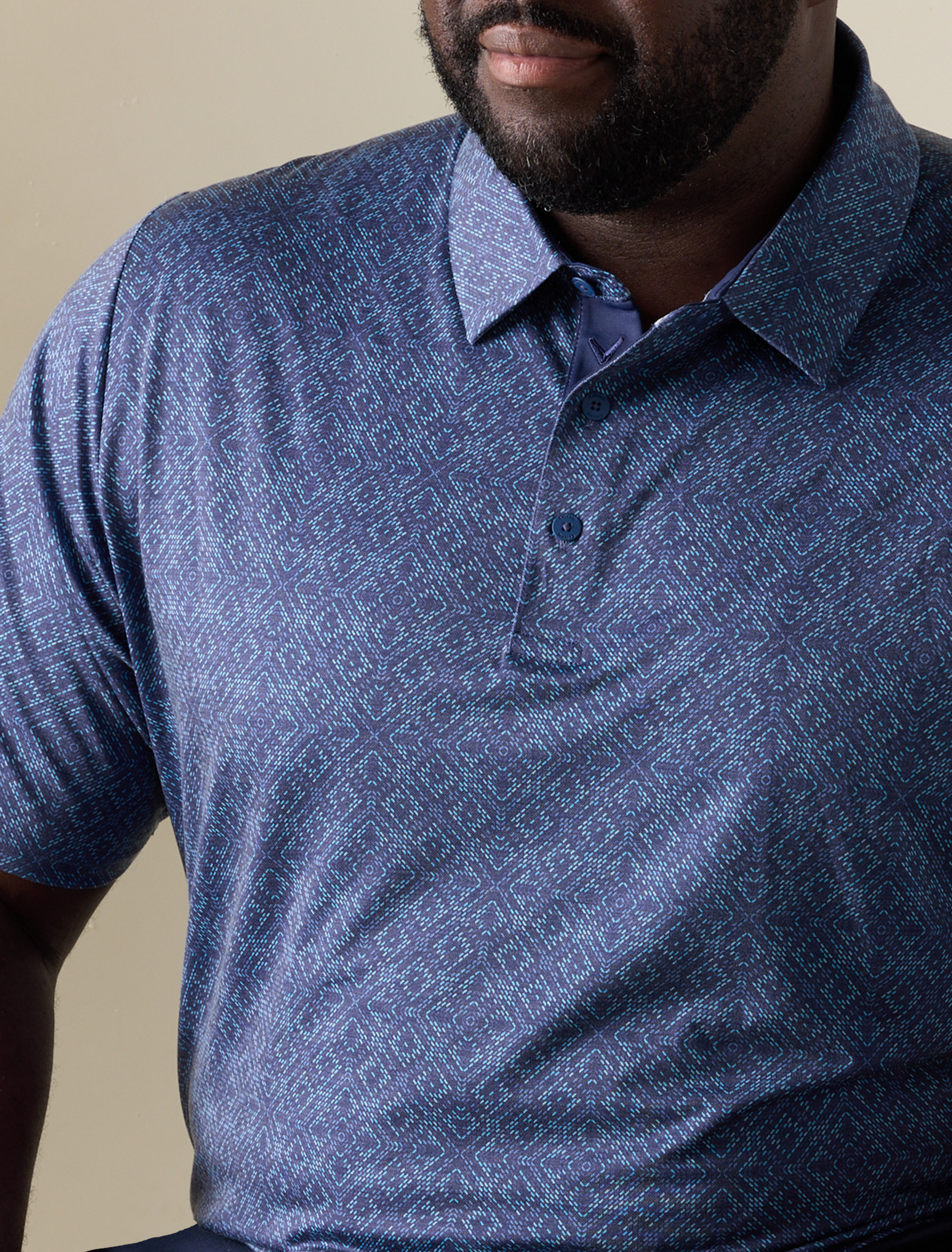 Fractal Chevron Print Polo Shirt