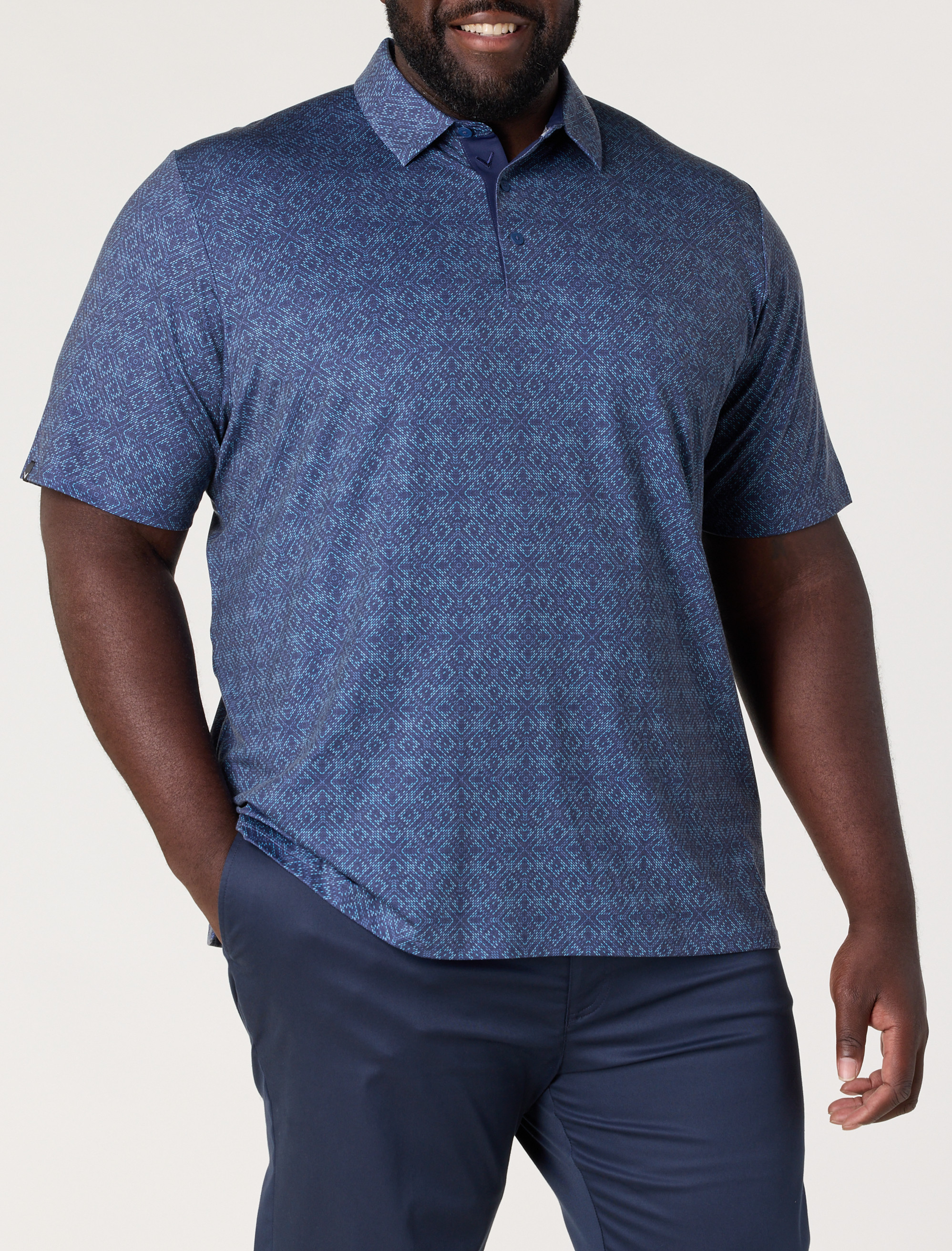 Fractal Chevron Print Polo Shirt