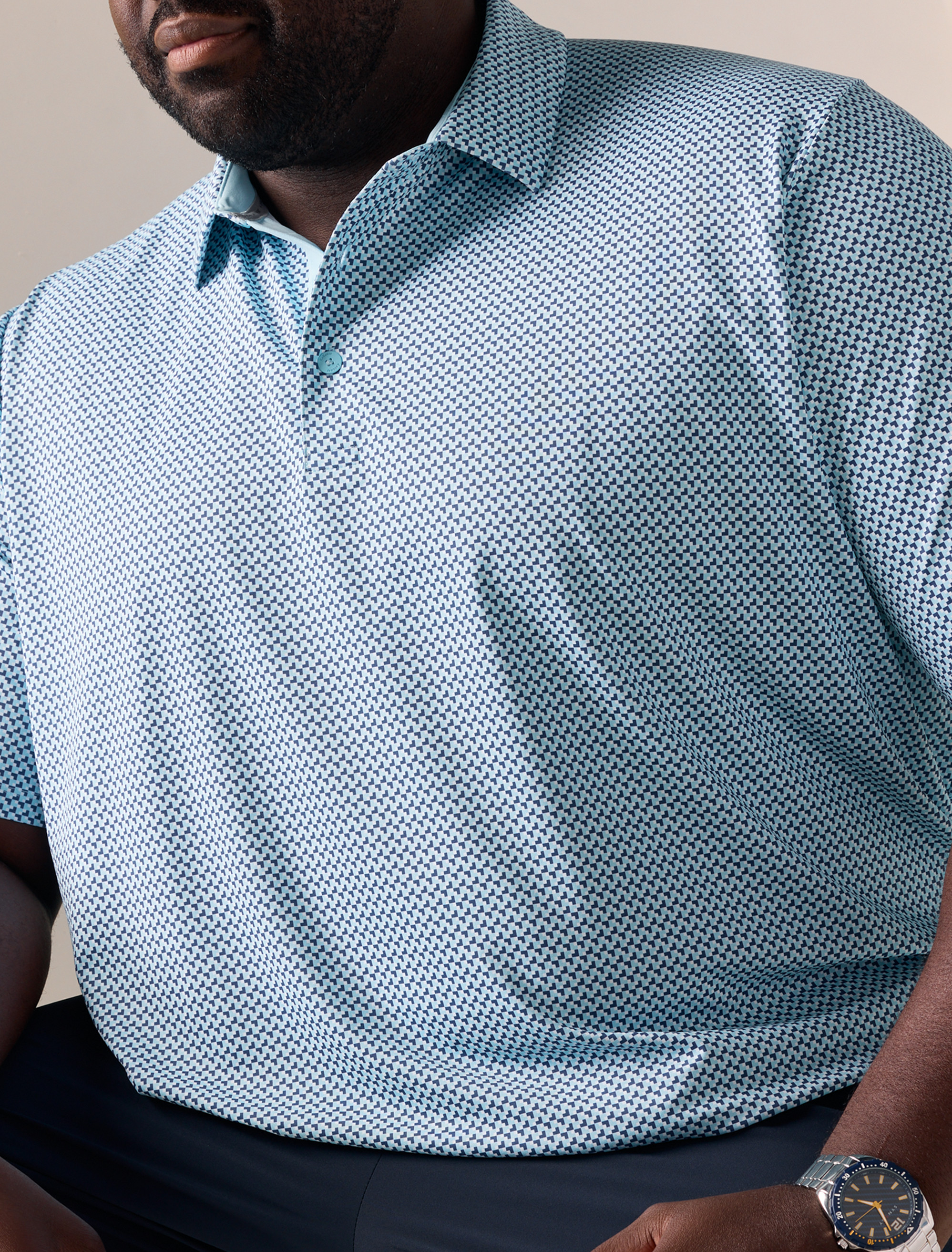 Chevron Print Golf Polo Shirt