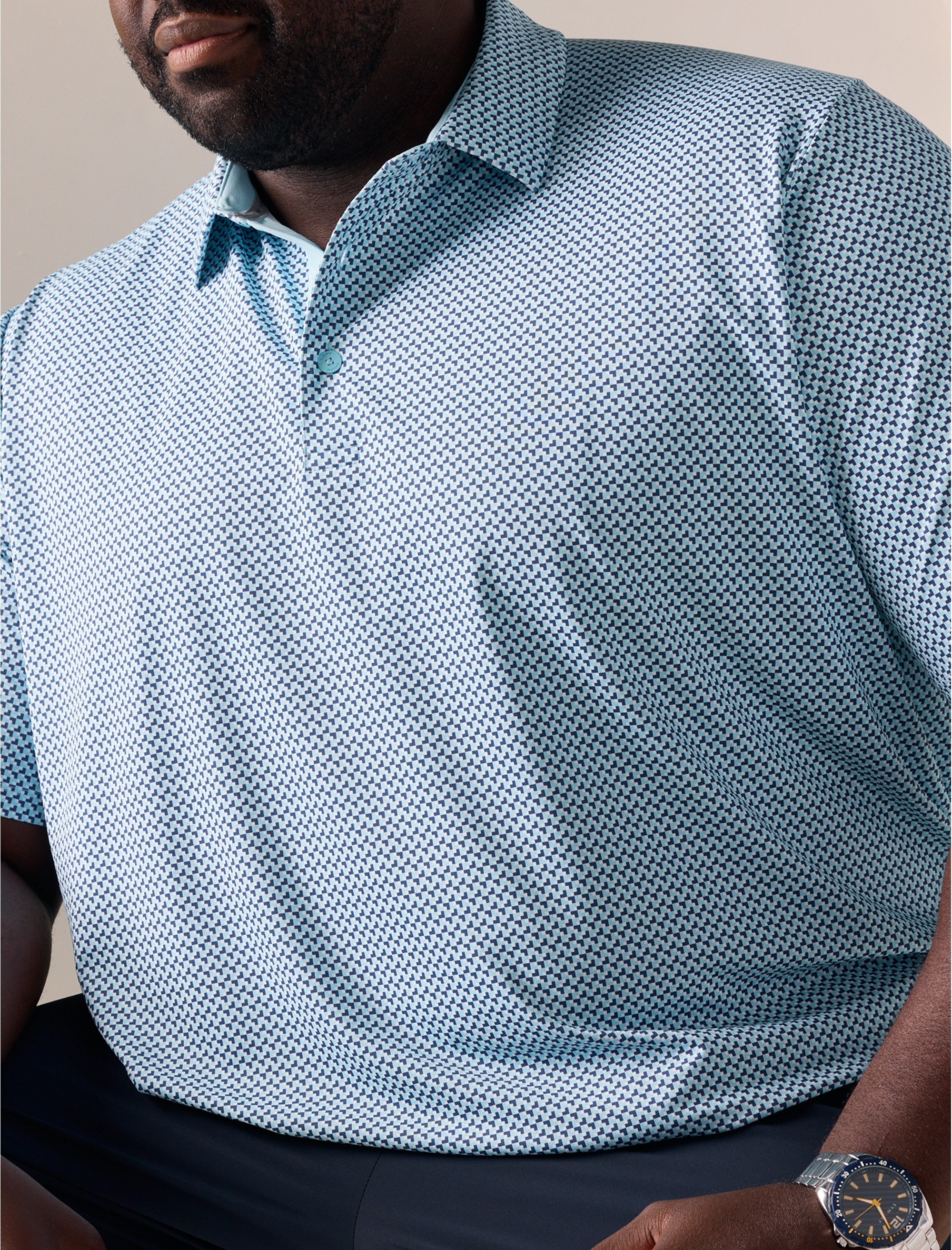 Chevron Print Golf Polo Shirt - thumbnail 2