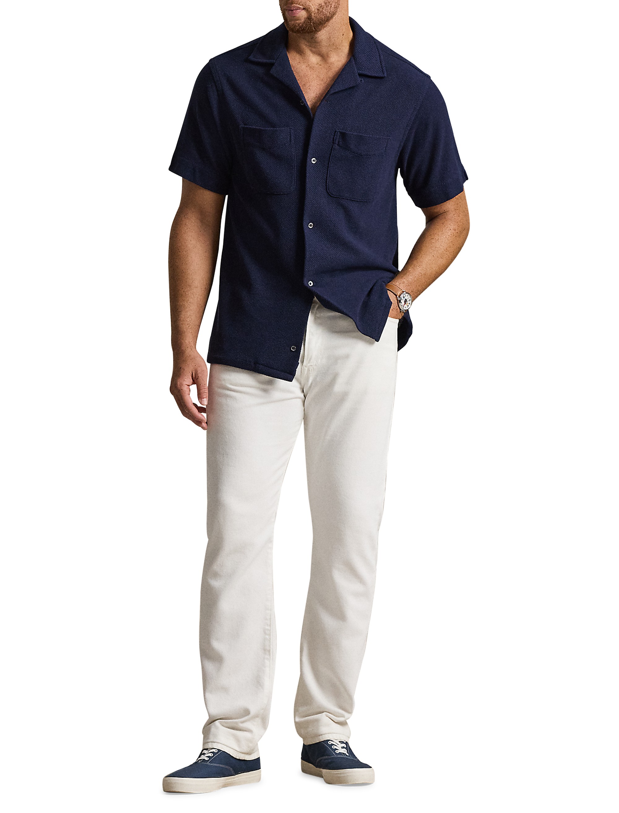 Pointelle Button-Down Polo Shirt - thumbnail 6