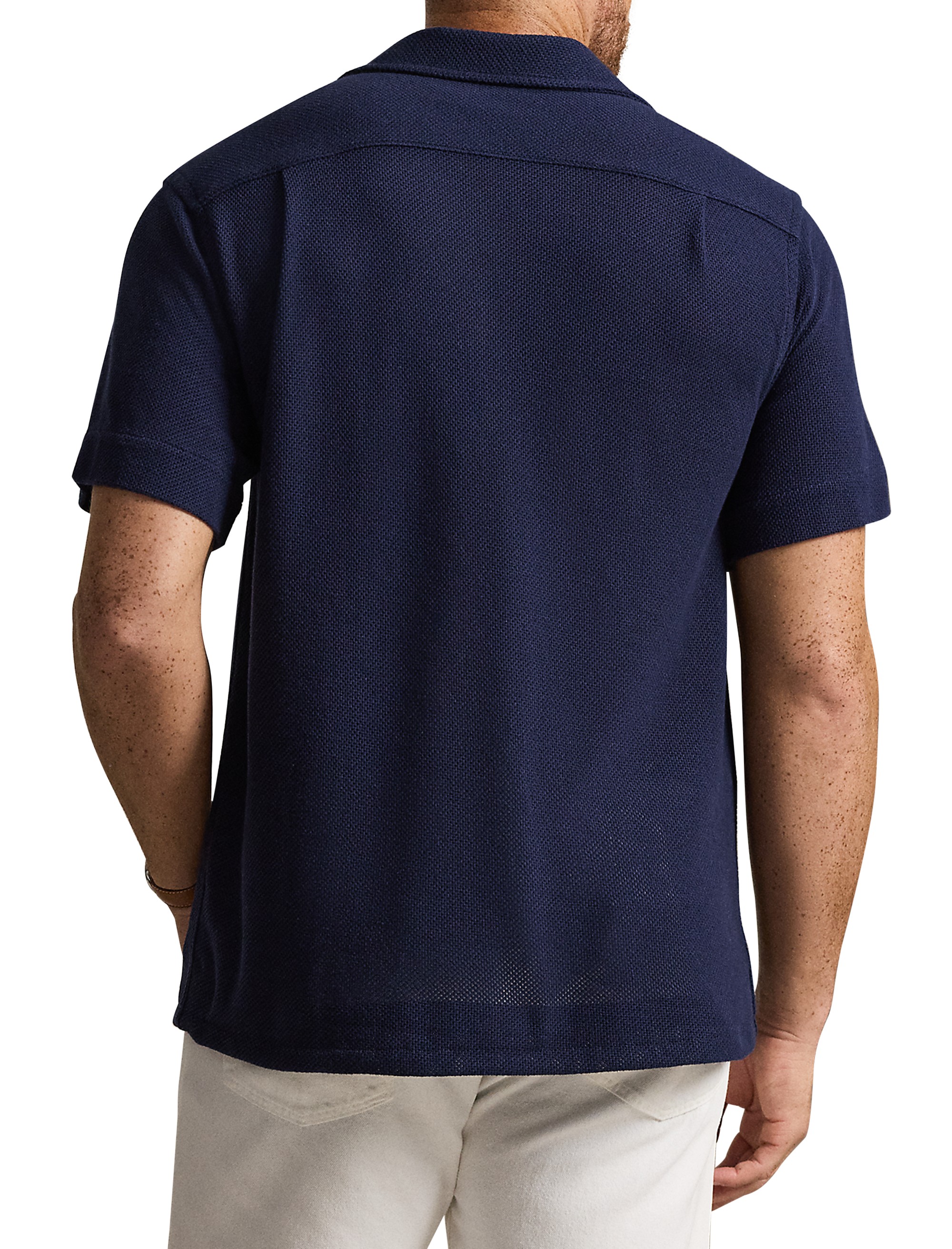 Pointelle Button-Down Polo Shirt - thumbnail 7