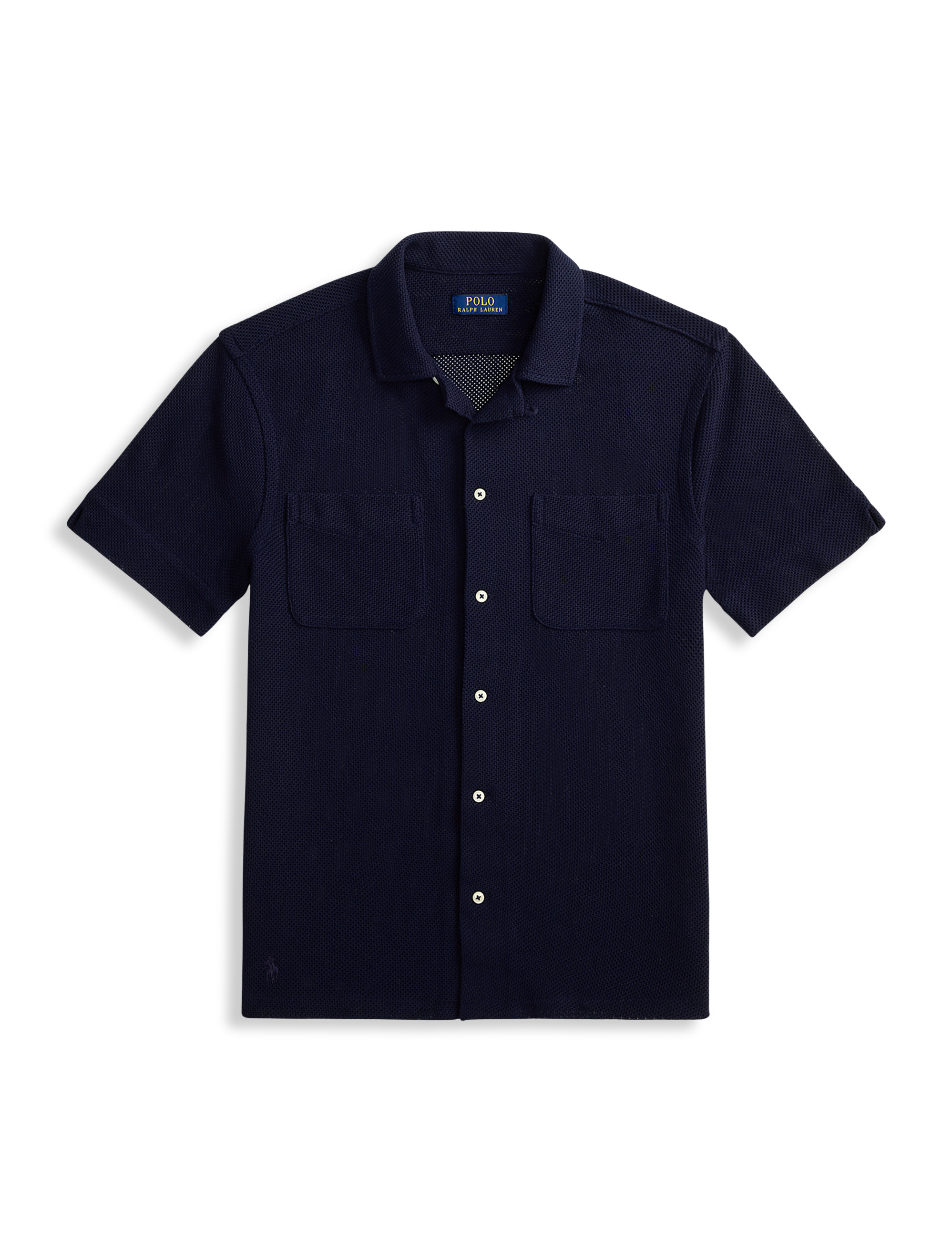 Pointelle Button-Down Polo Shirt