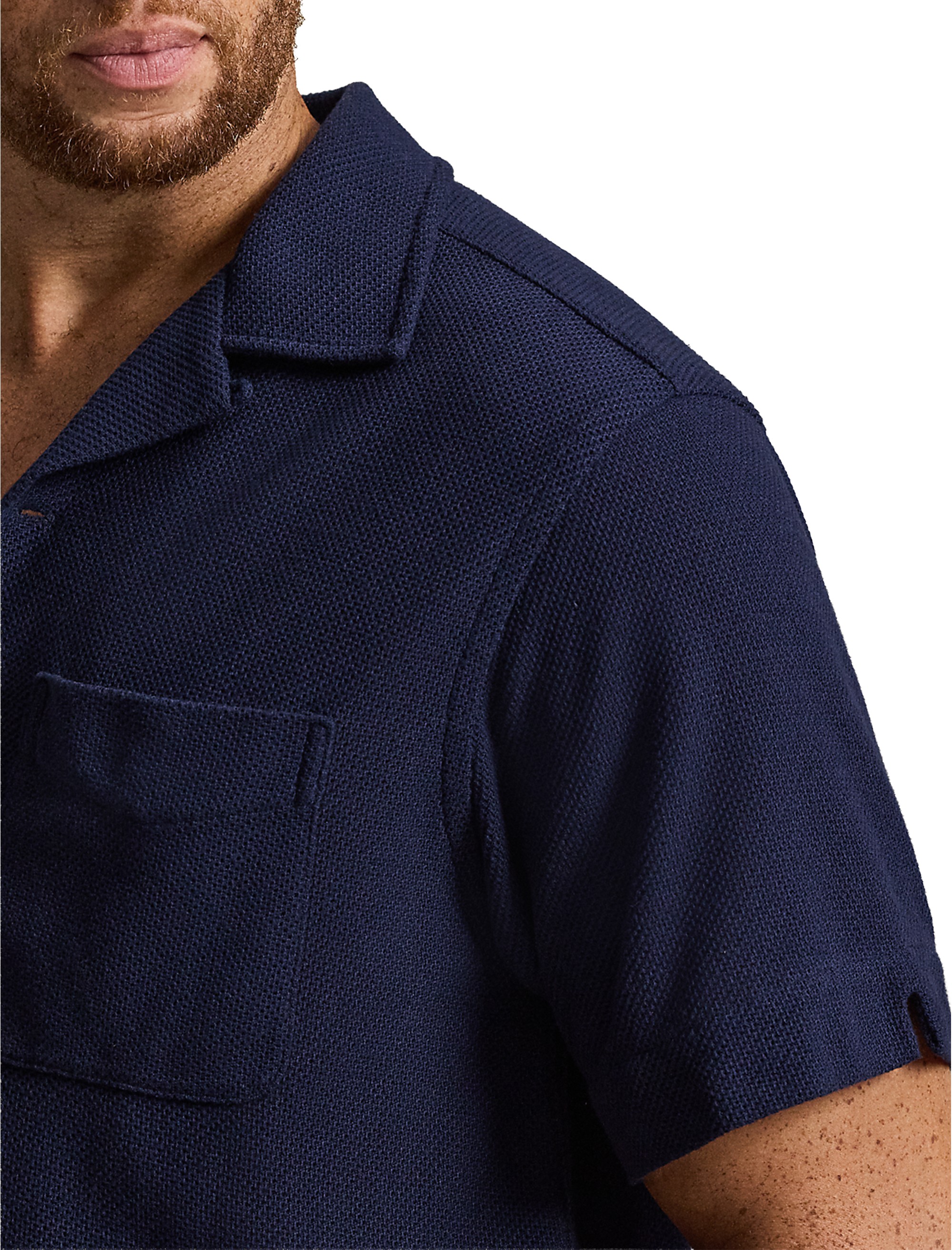 Pointelle Button-Down Polo Shirt - thumbnail 8