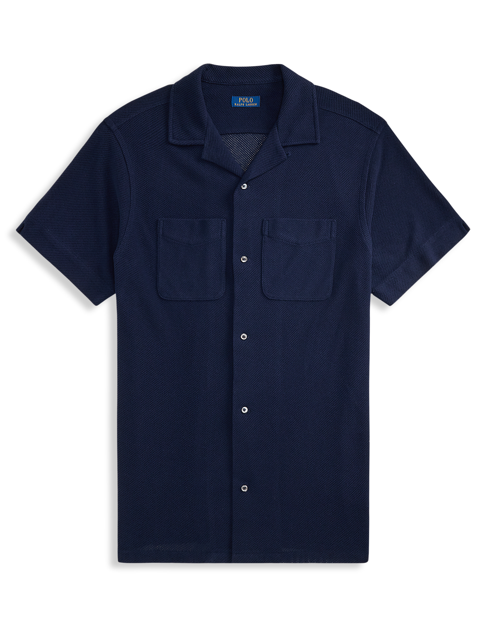 Pointelle Button-Down Polo Shirt