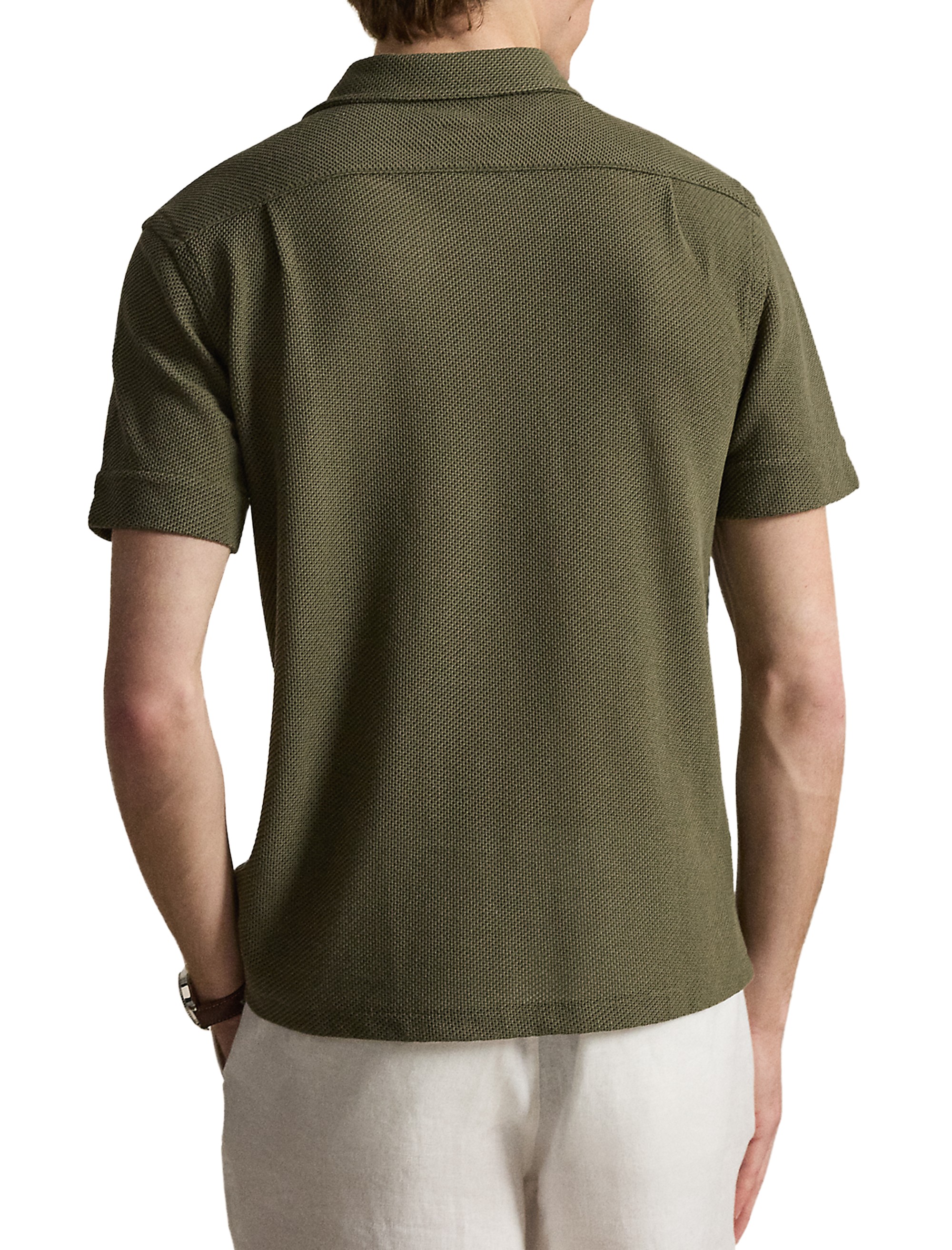 Pointelle Button-Down Polo Shirt - thumbnail 10