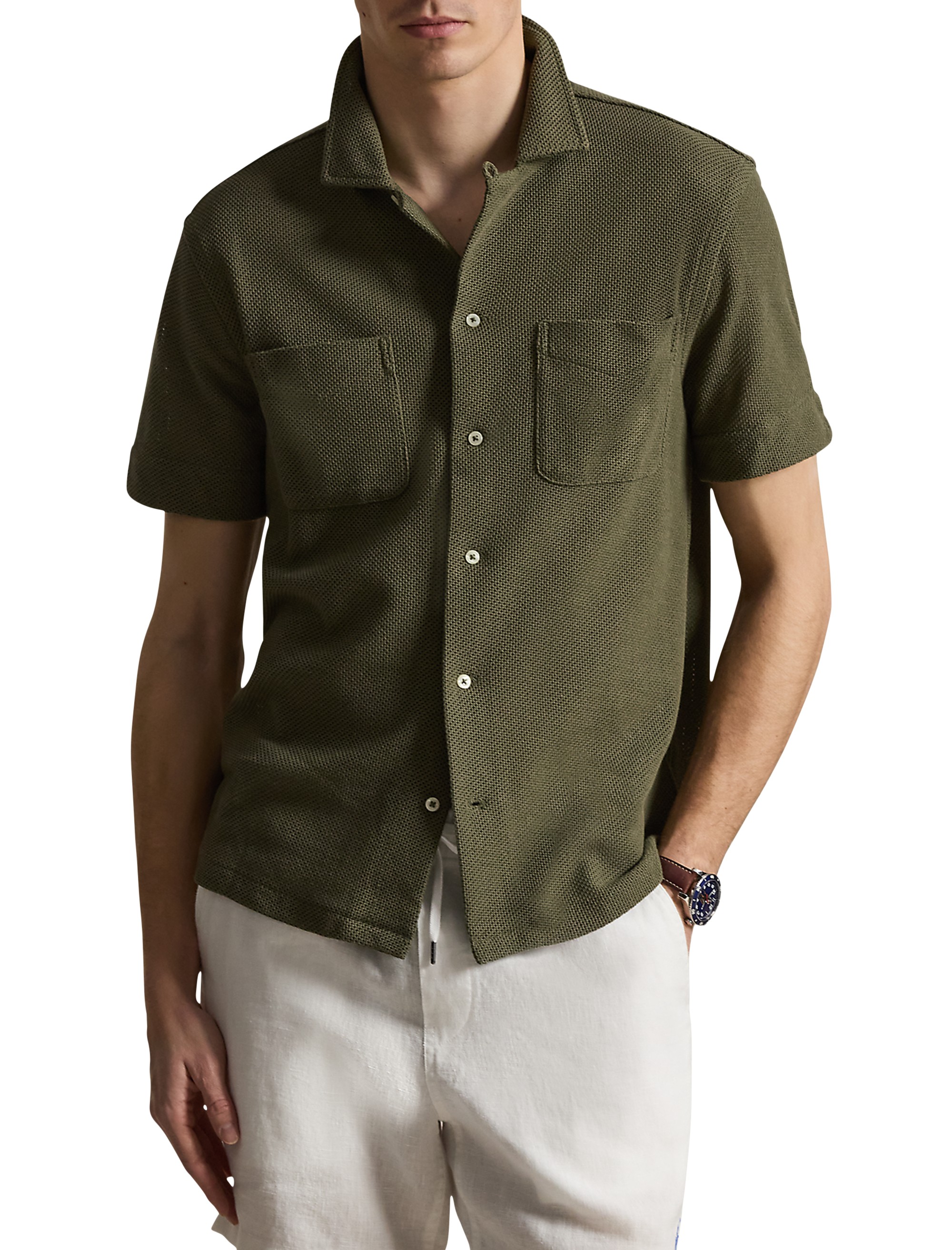 Pointelle Button-Down Polo Shirt - thumbnail 9