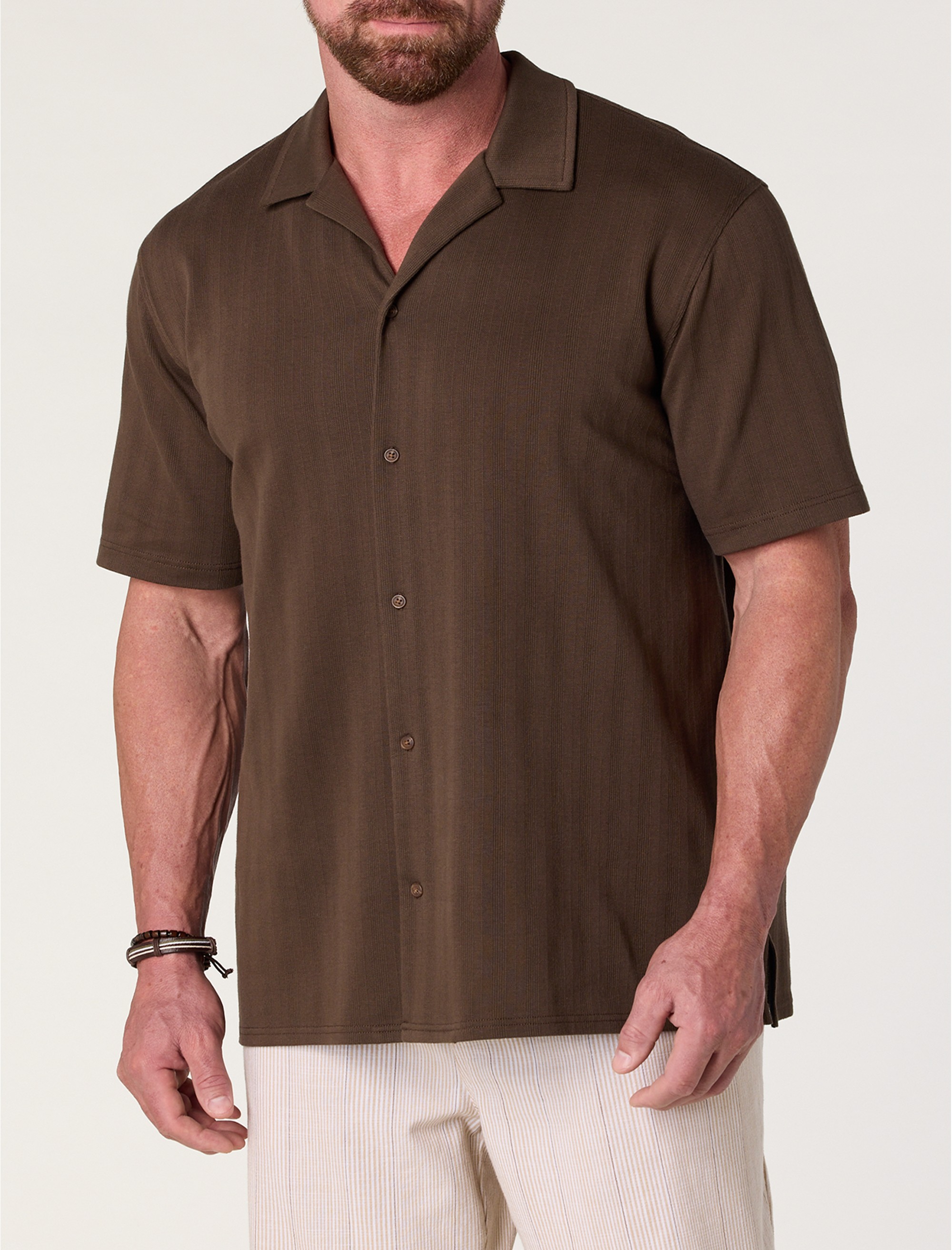 Piqué Jacquard Button-Front Polo Shirt - thumbnail 2