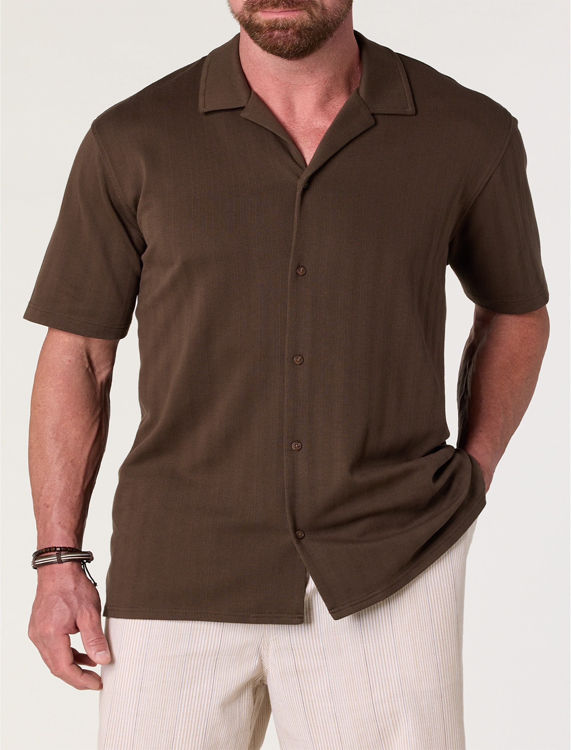 Piqué Jacquard Button-Front Polo Shirt