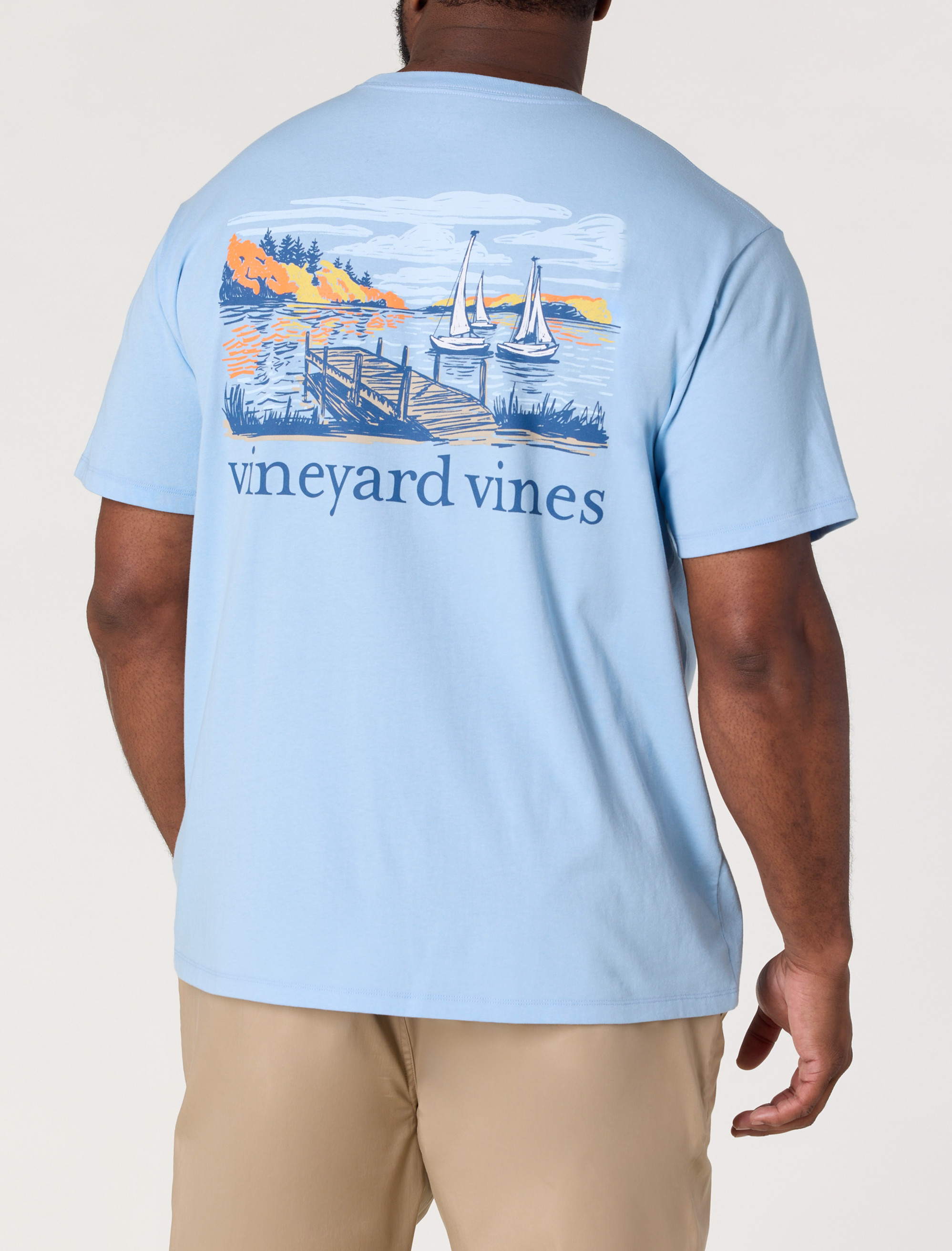 Big & Tall Men's Autumn Sailing Pocket T-Shirt - Blue - Size 2XL