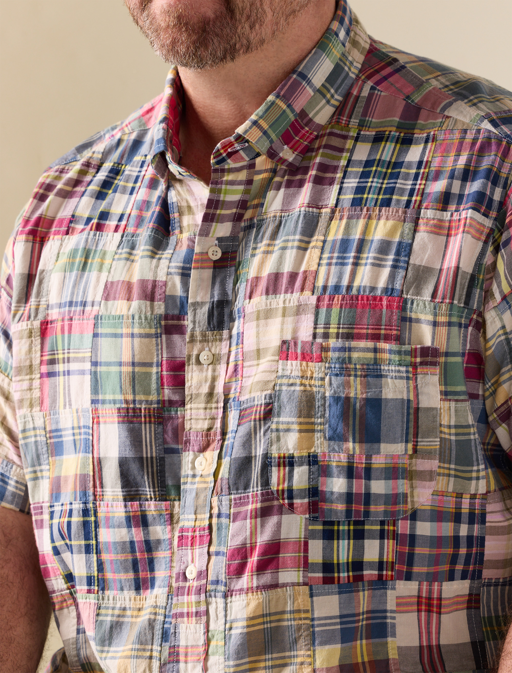 Madras Patchwork Plaid Sport Shirt