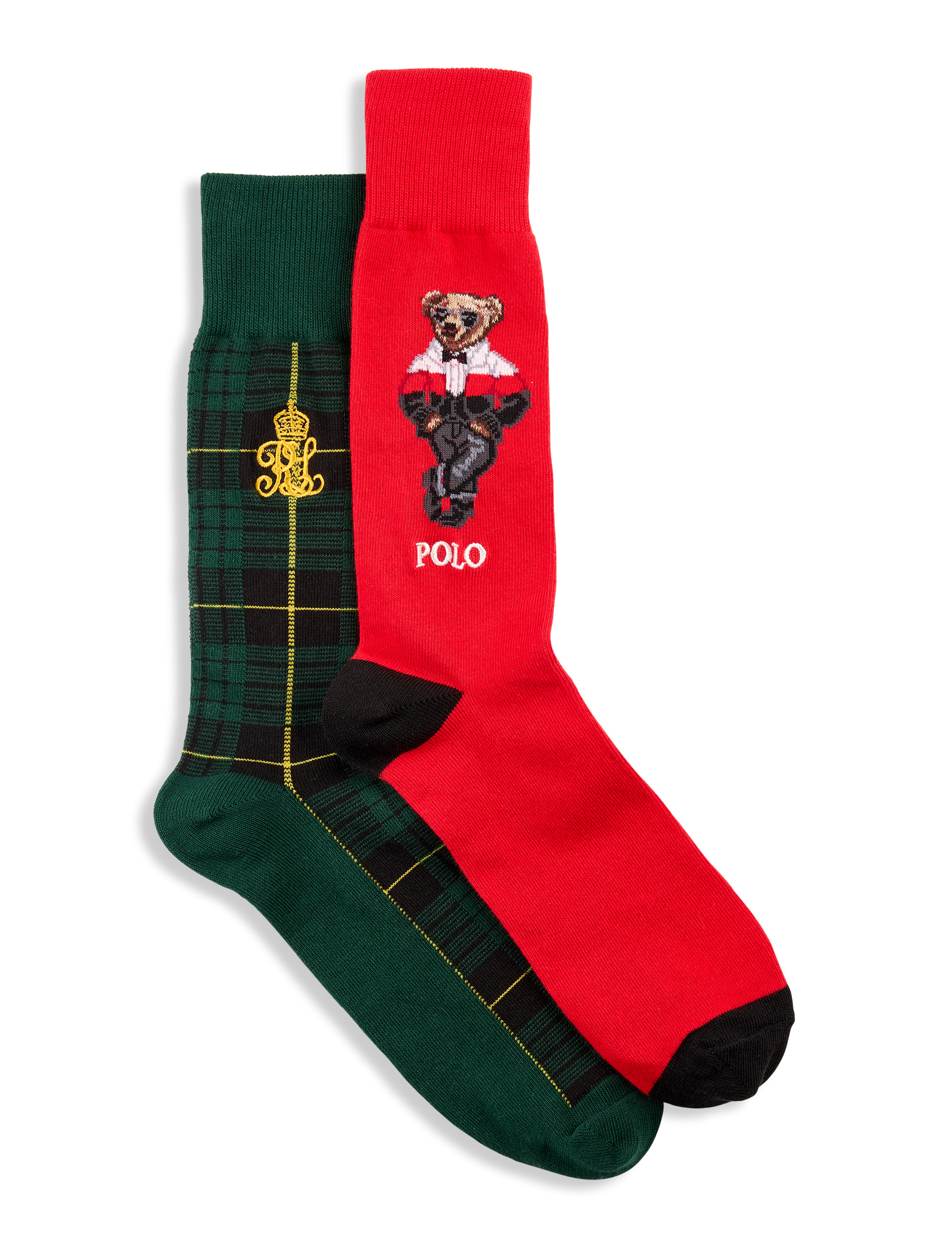 Big & Tall Men's 2-pk Holiday Bear Crew Socks - Red - Size 13-16