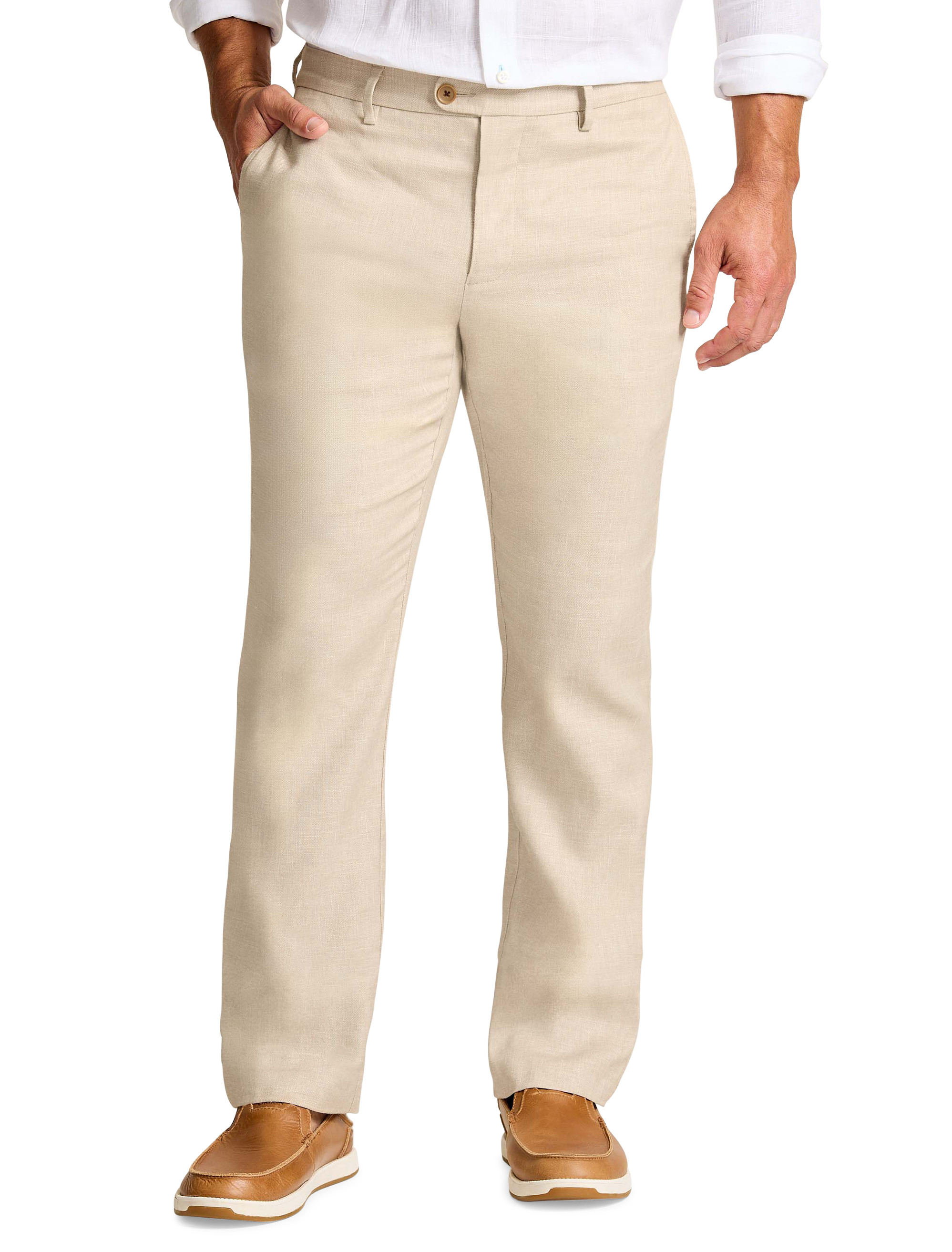Latigo Beach Linen-Blend Flat-Front Pants