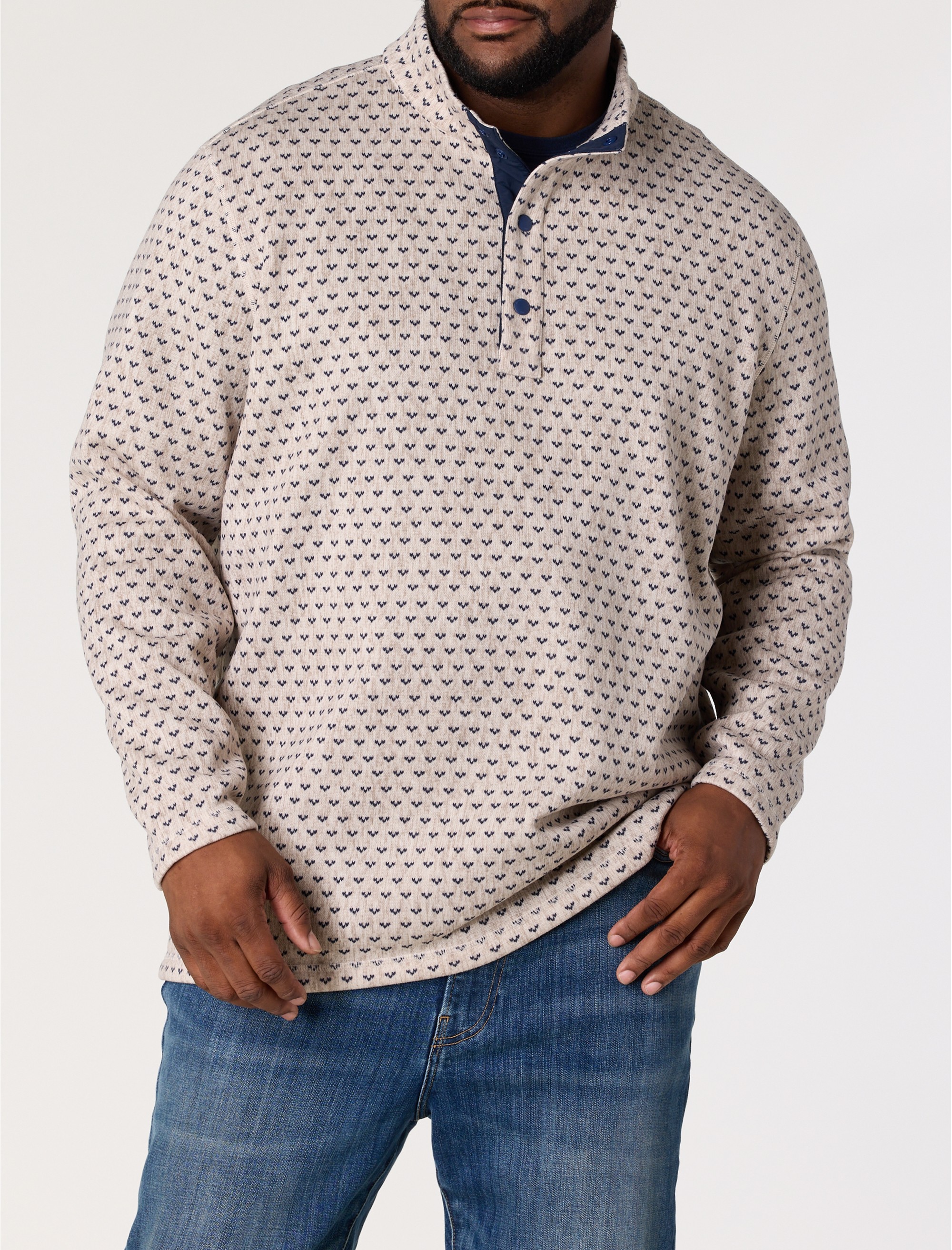 Ticking Pattern Mockneck Pullover - thumbnail 2