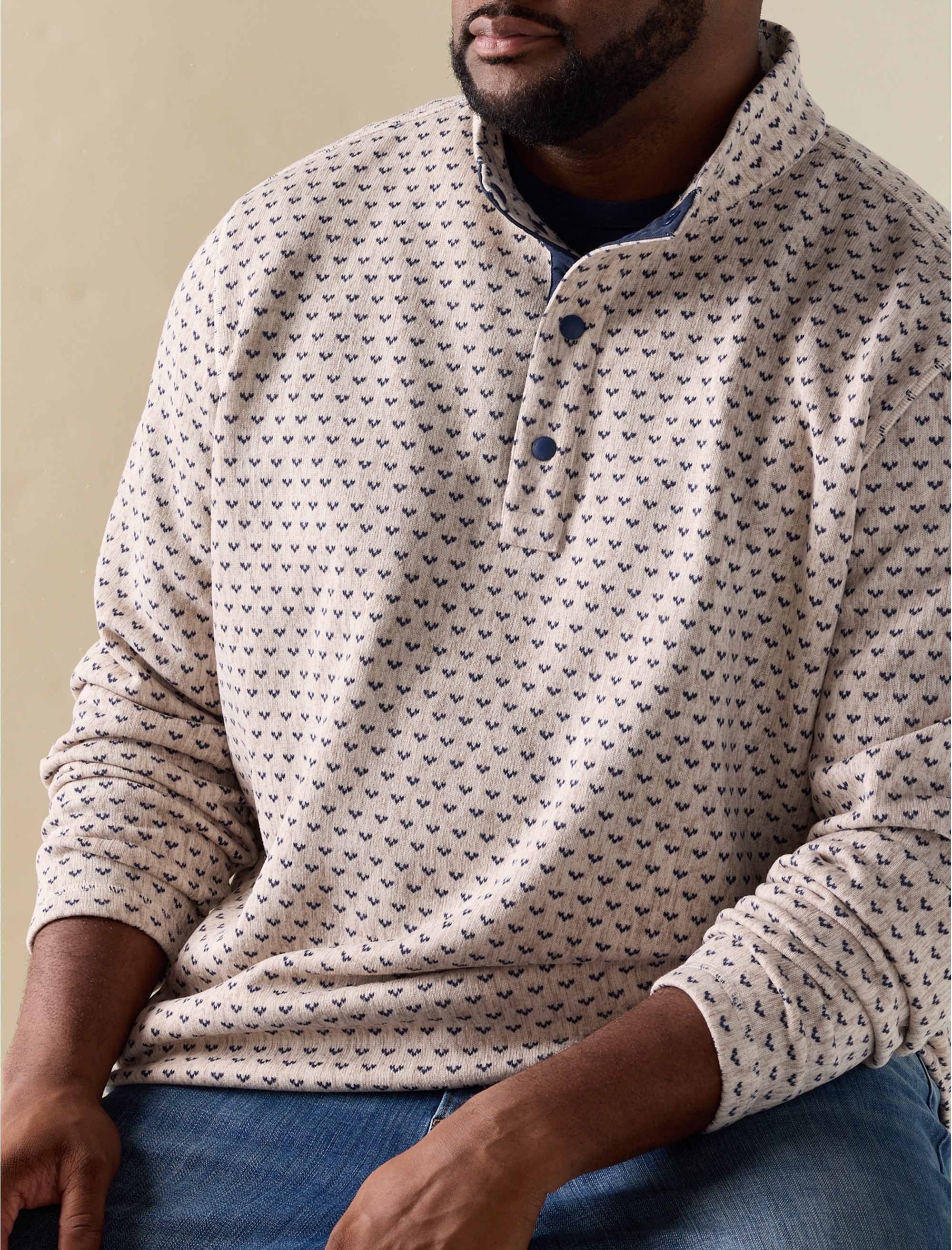 Ticking Pattern Mockneck Pullover - thumbnail 3