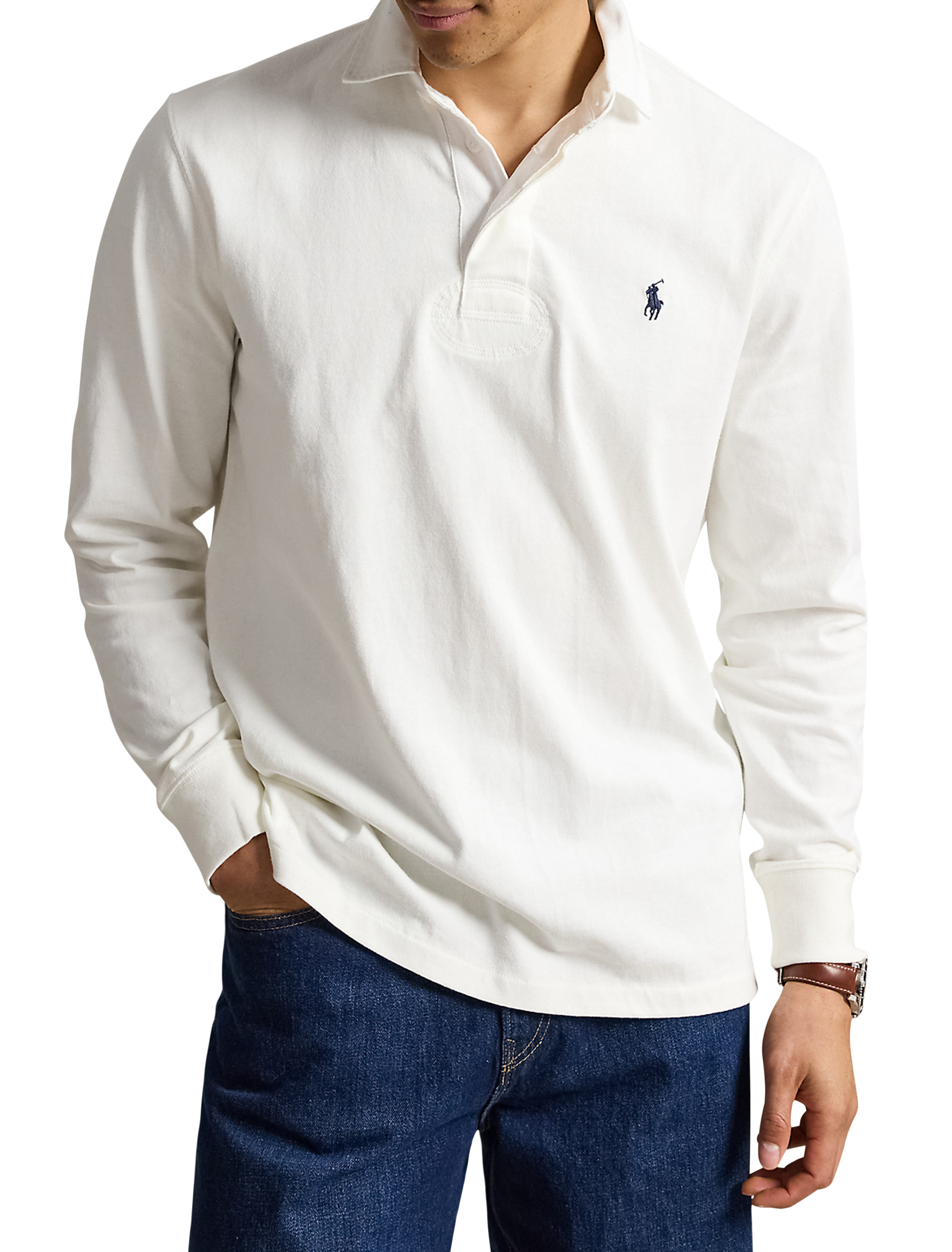 Polo Ralph Lauren Men's Big & Tall Iconic Classic-Fit Rugby Shirt - TROPHY CREAM