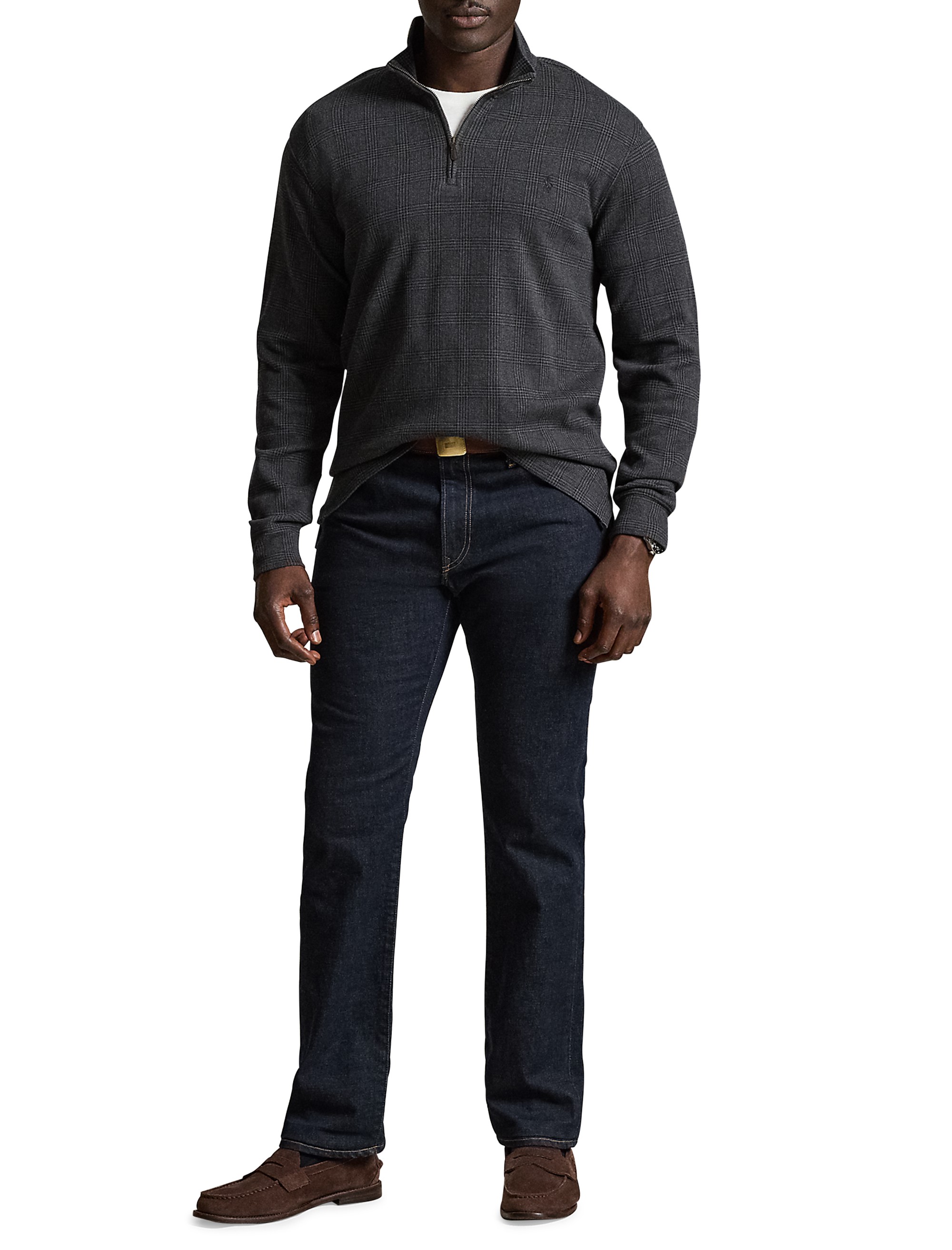 Glen Plaid Estate Ribbed 1/4-Zip Pullover - thumbnail 2
