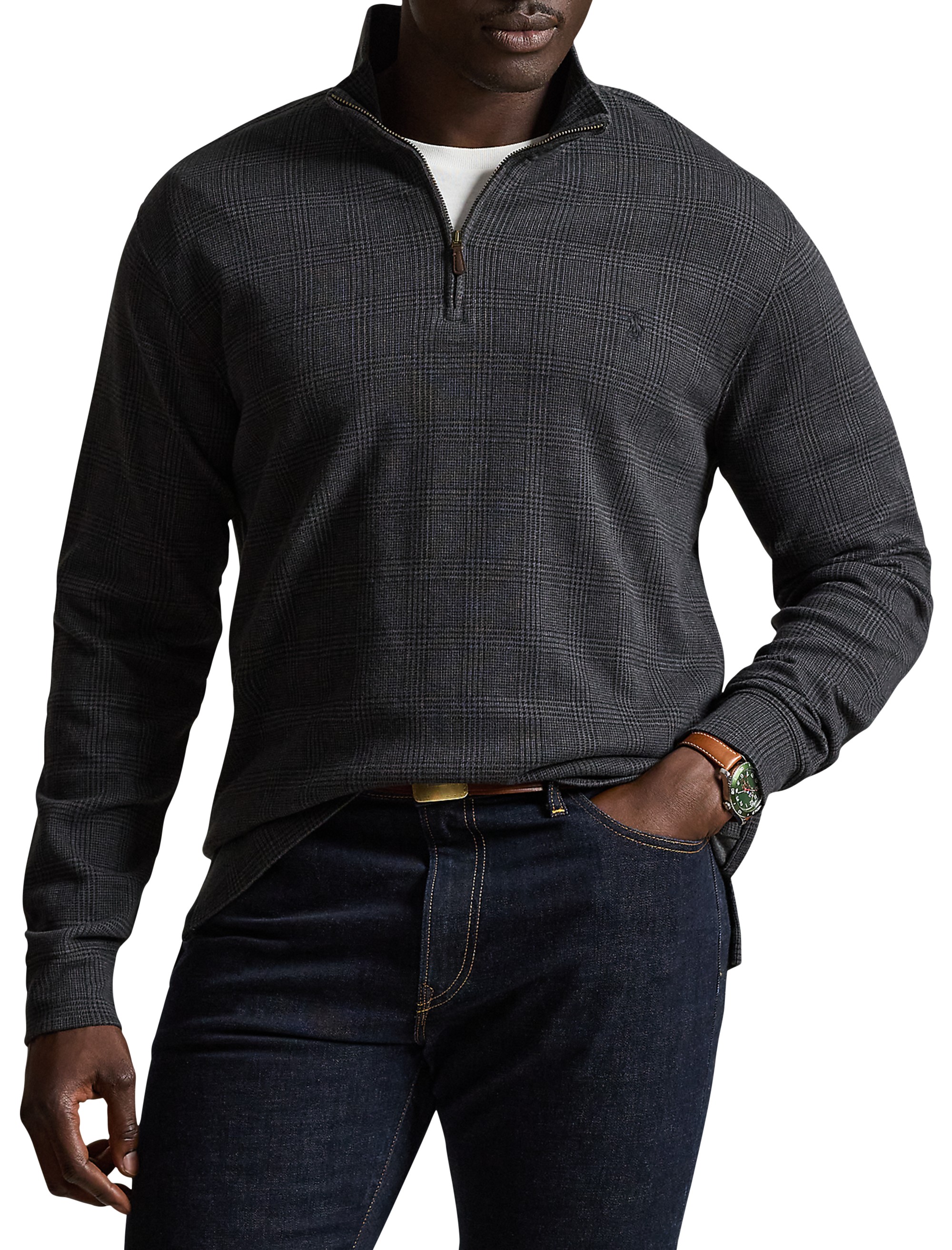 Glen Plaid Estate Ribbed 1/4-Zip Pullover