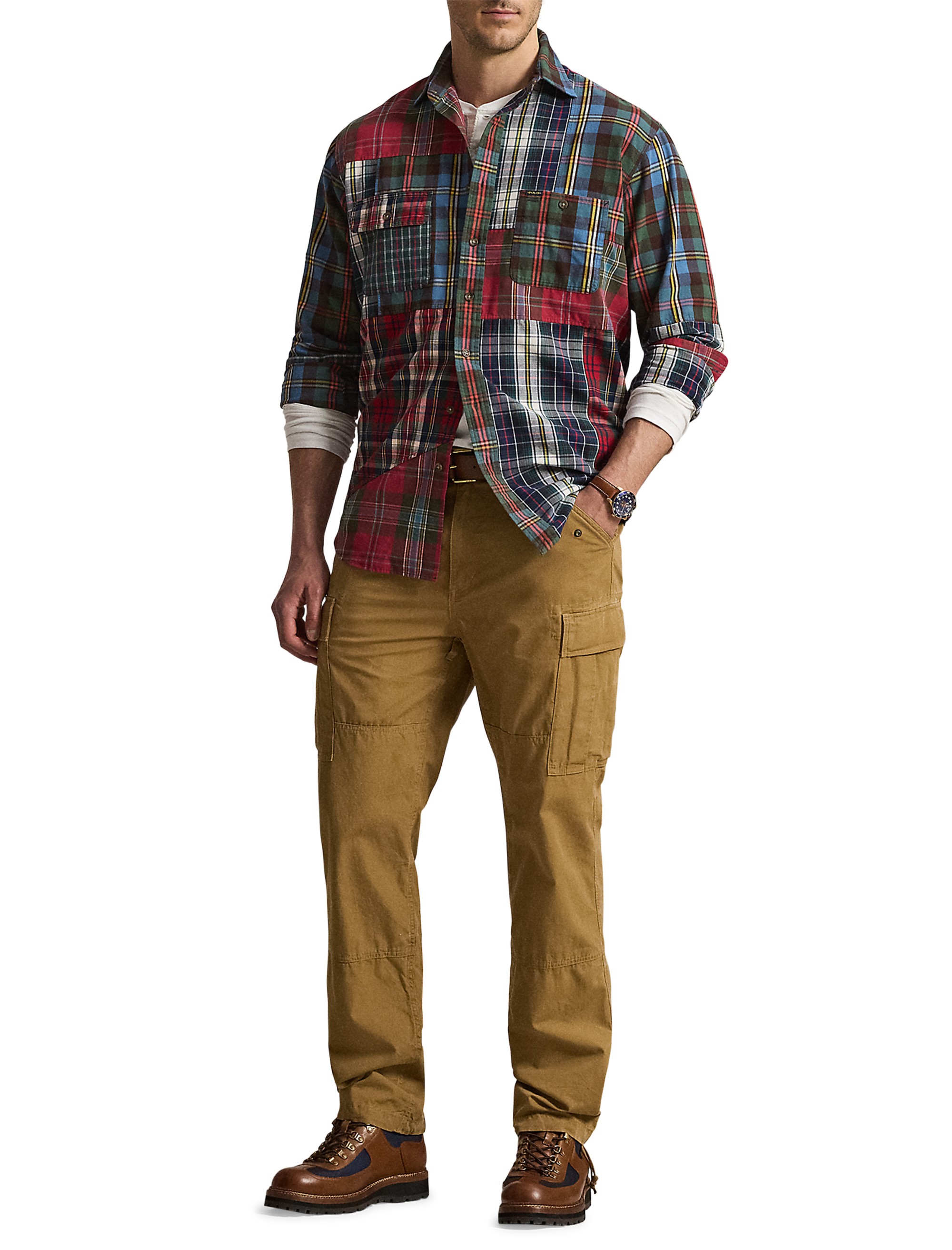 Brushed Oxford Patchwork Tartan Sport Shirt - thumbnail 3