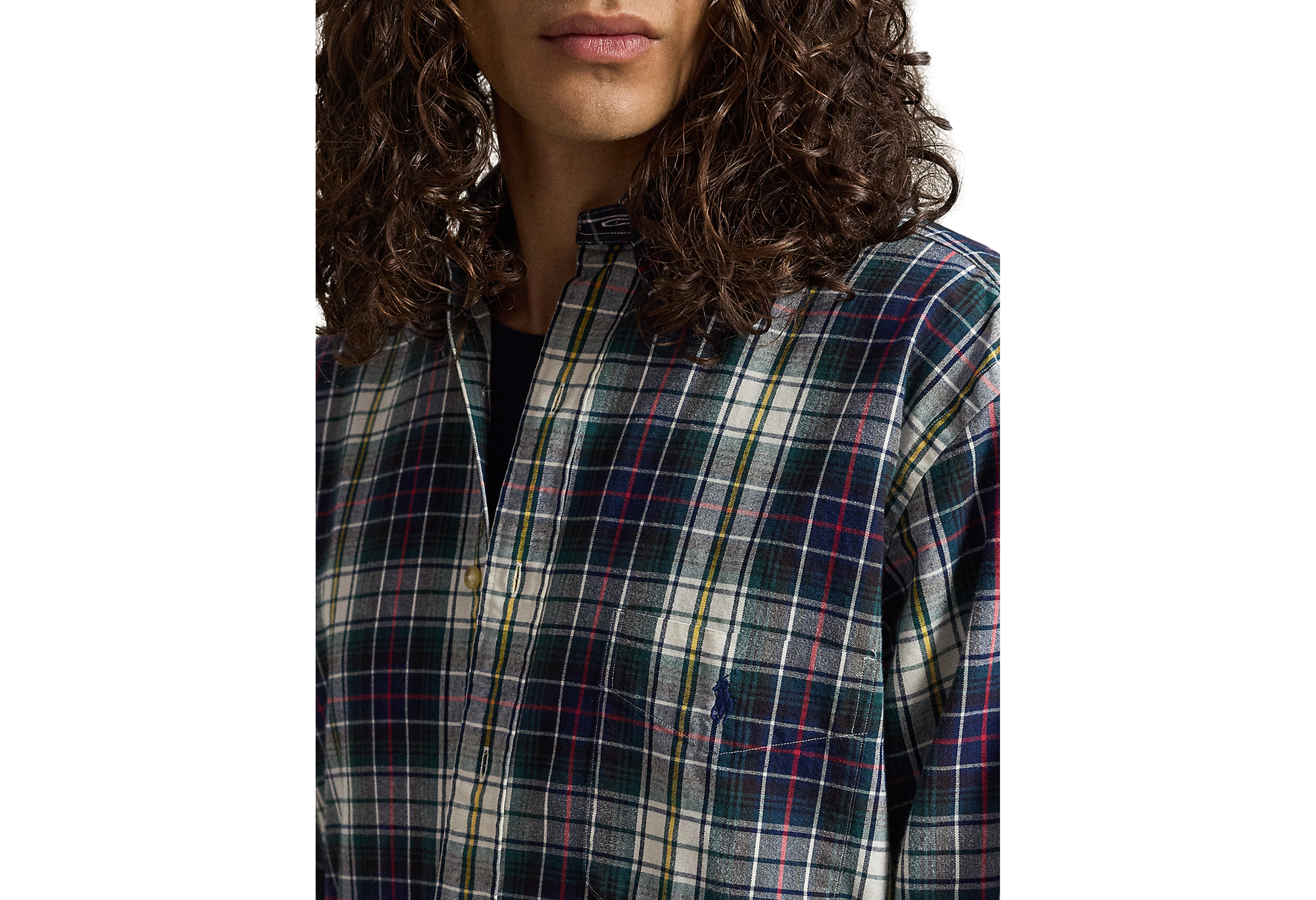 Brushed Plaid Multi Oxford Sport Shirt