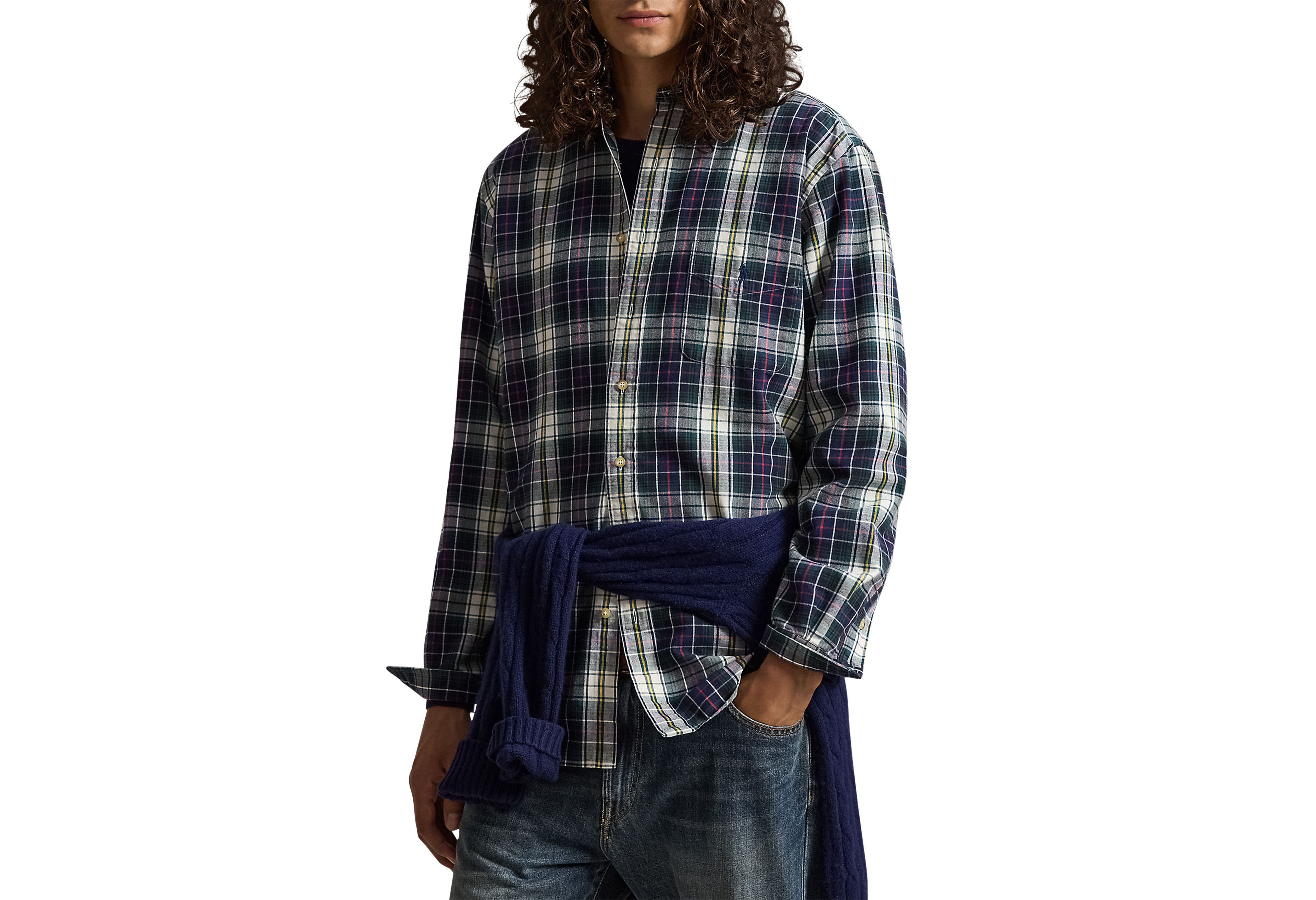 Brushed Plaid Multi Oxford Sport Shirt