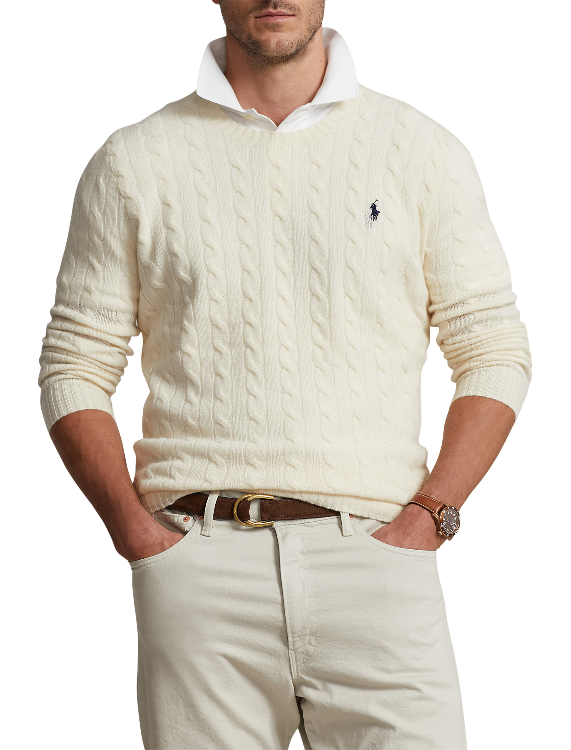 Cable-Knit Crewneck Sweater