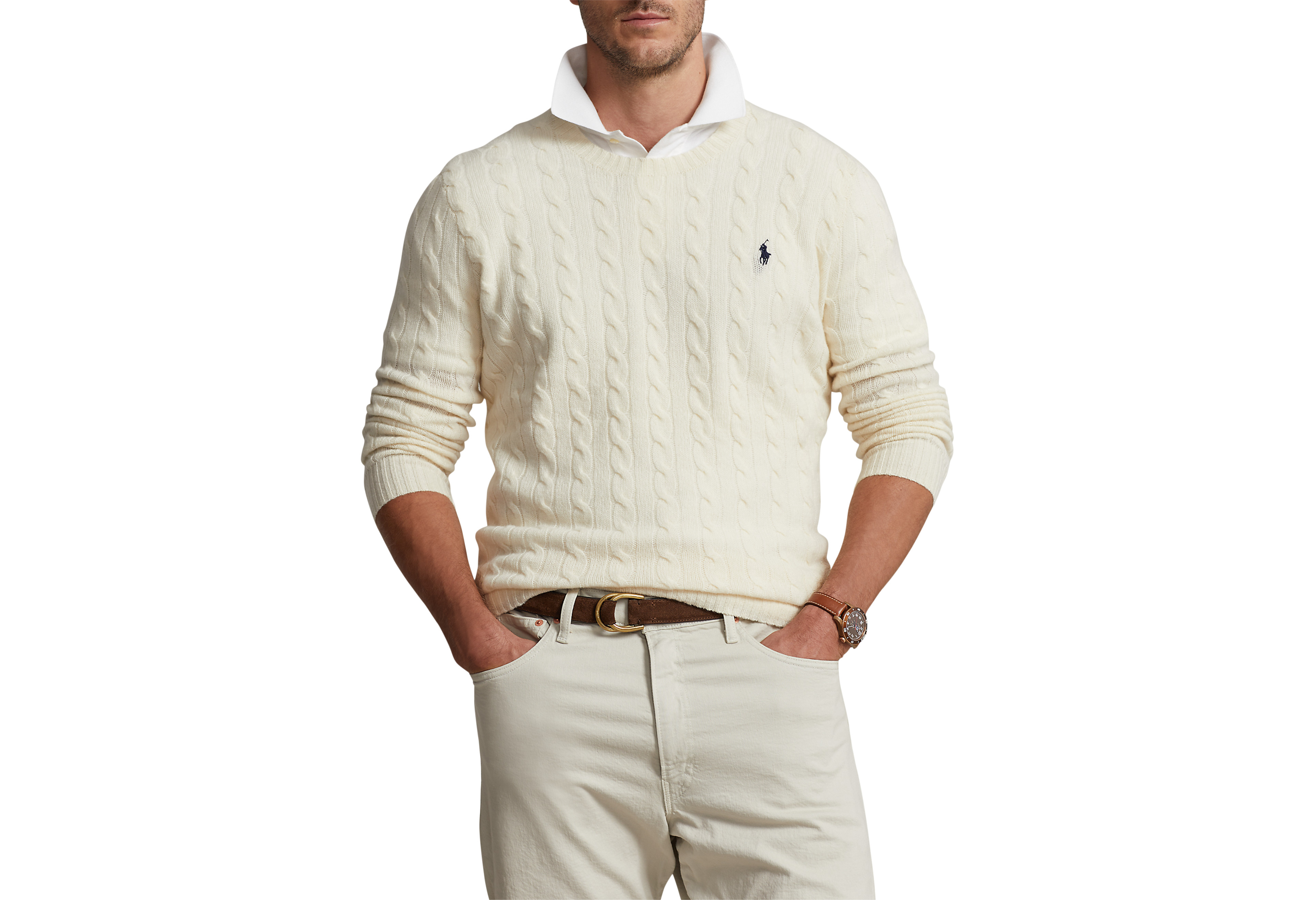 Cable-Knit Crewneck Sweater