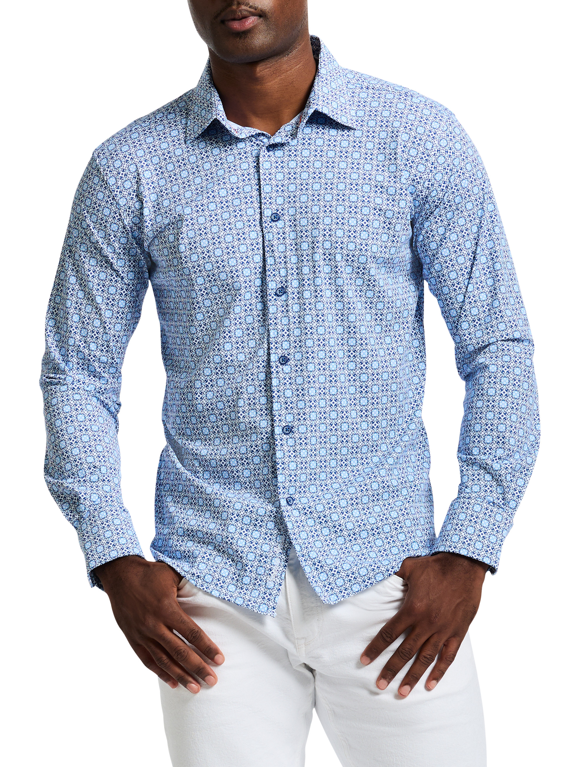 Caspian Geometric Stretch Sport Shirt