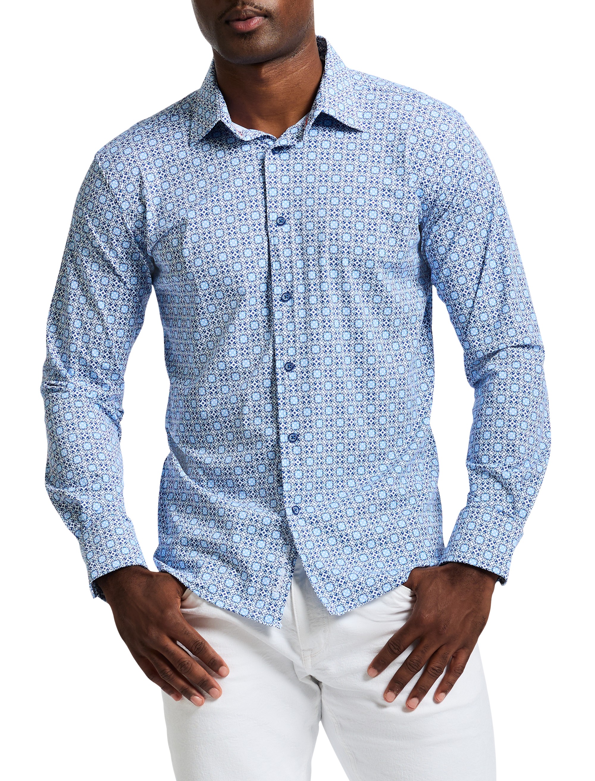Caspian Geometric Stretch Sport Shirt