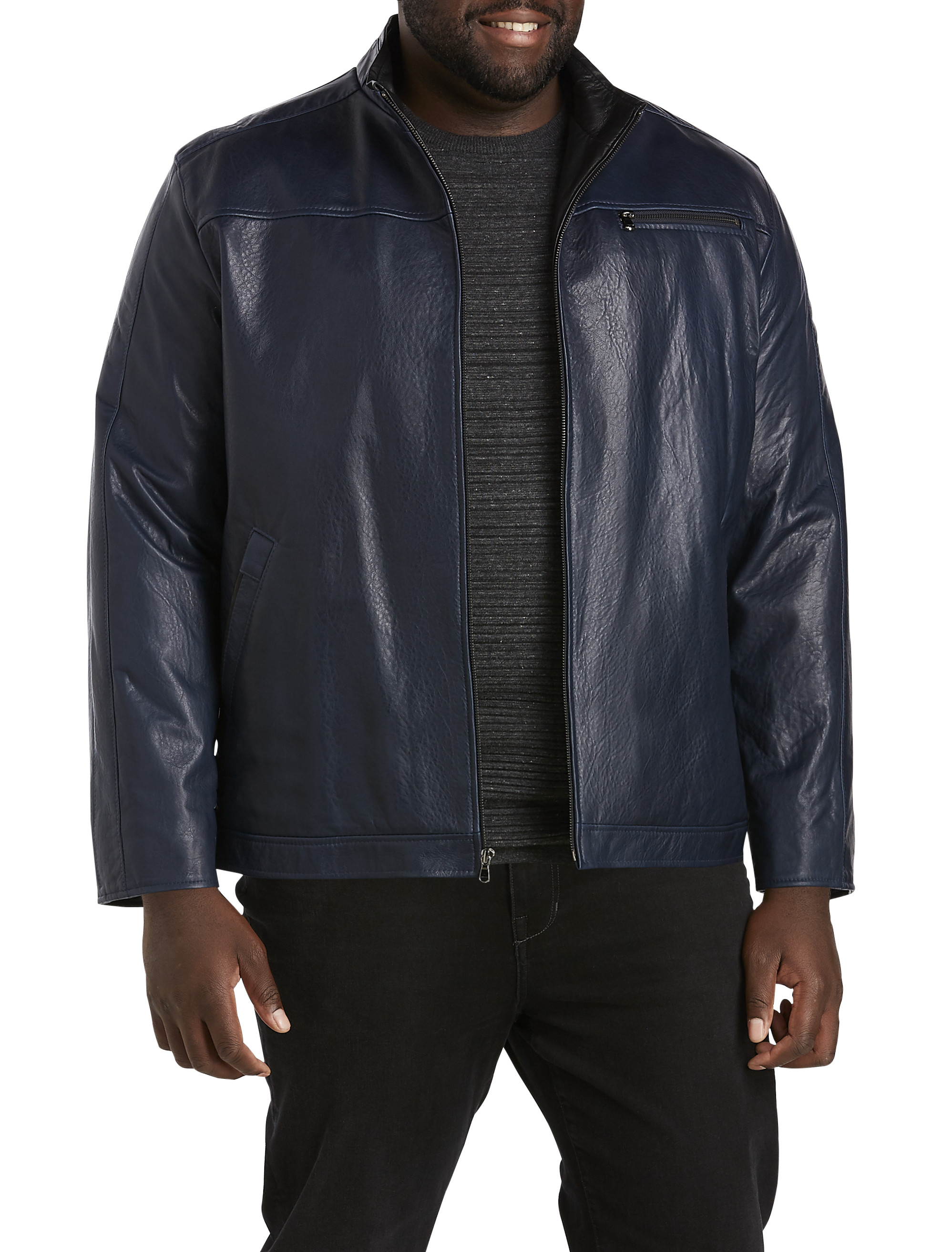 Big tall leather hot sale bomber jackets