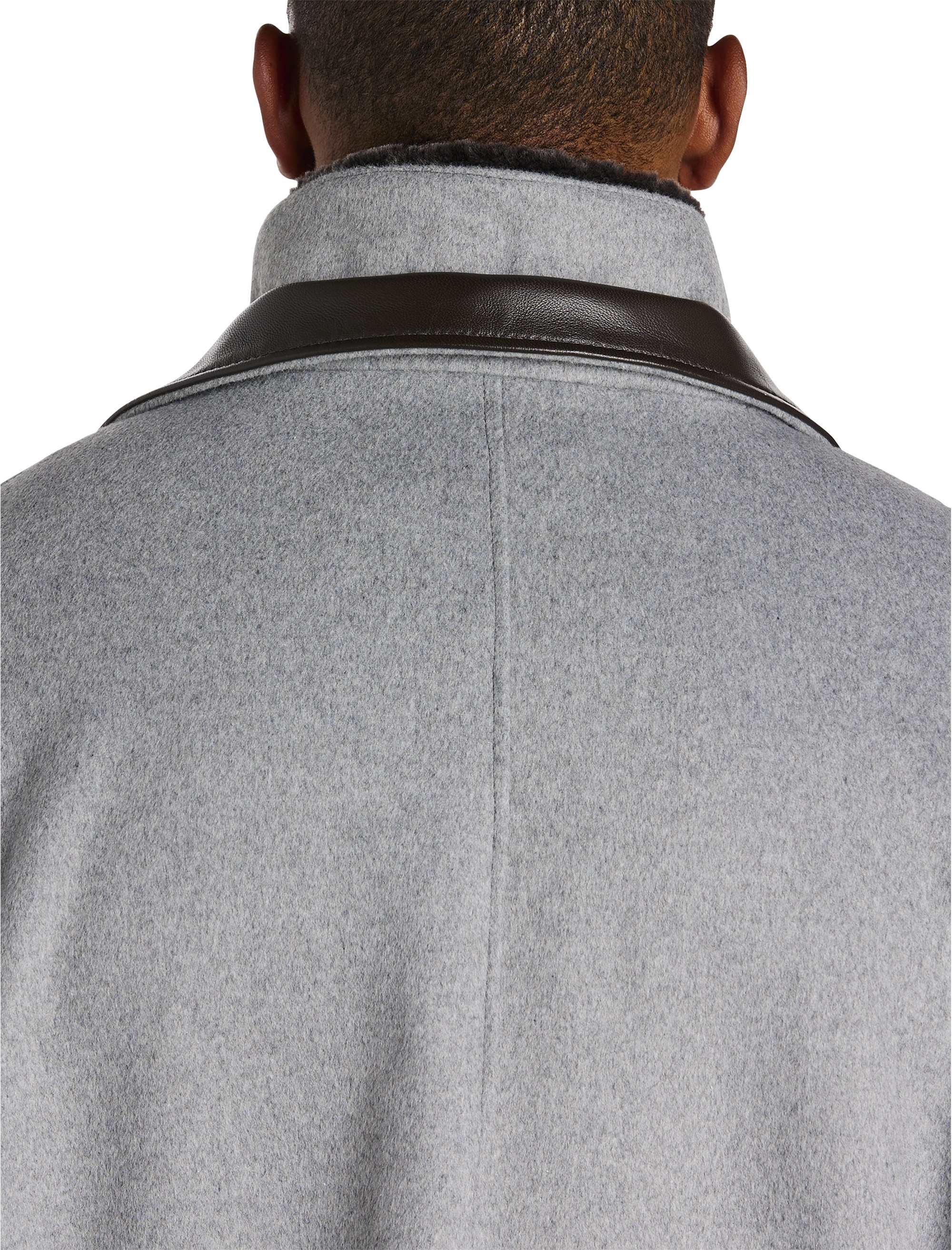 Wool/Cashmere Coat with Leather Trim - thumbnail 9