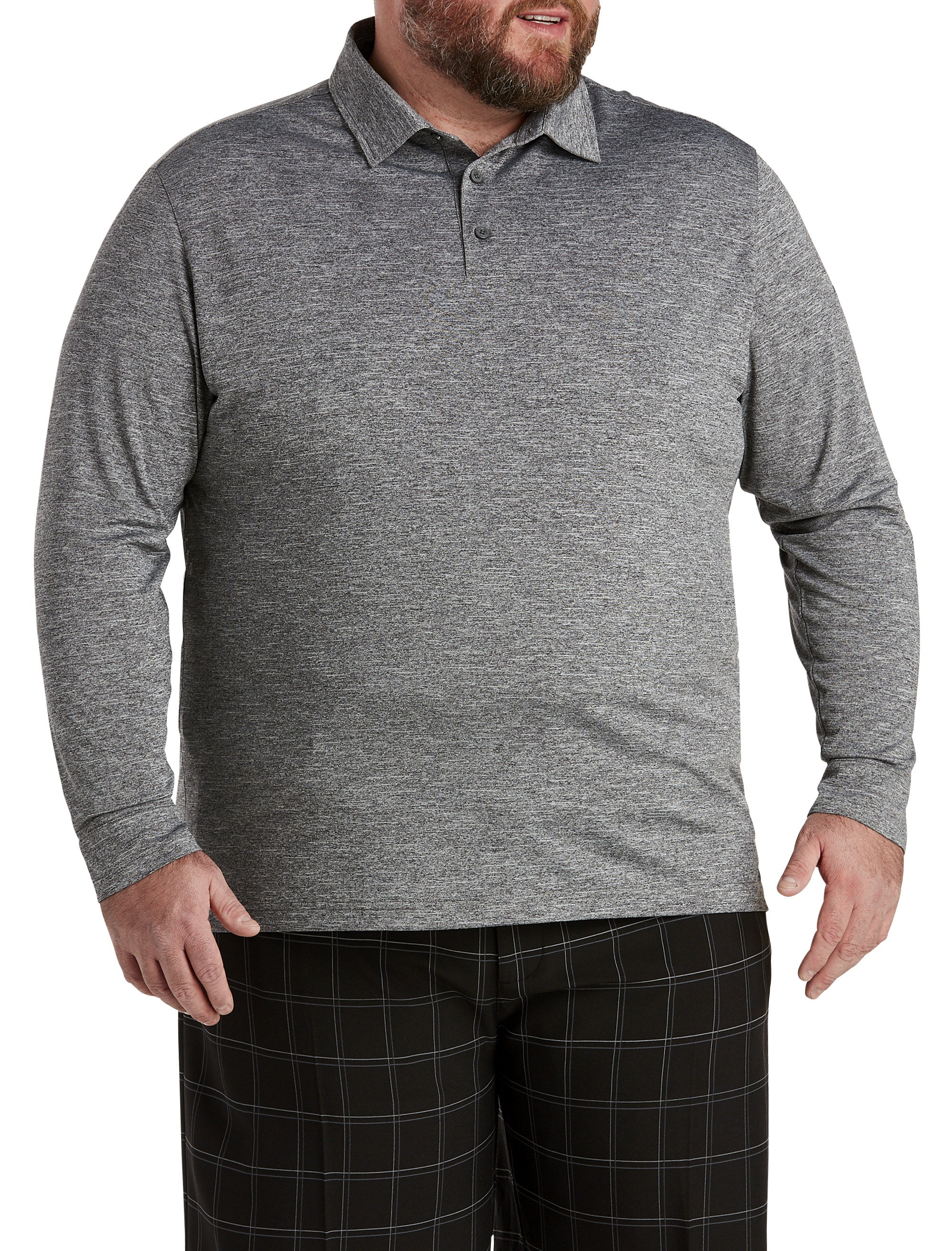 RBK SS22 HTHR LINES LS POLO BL