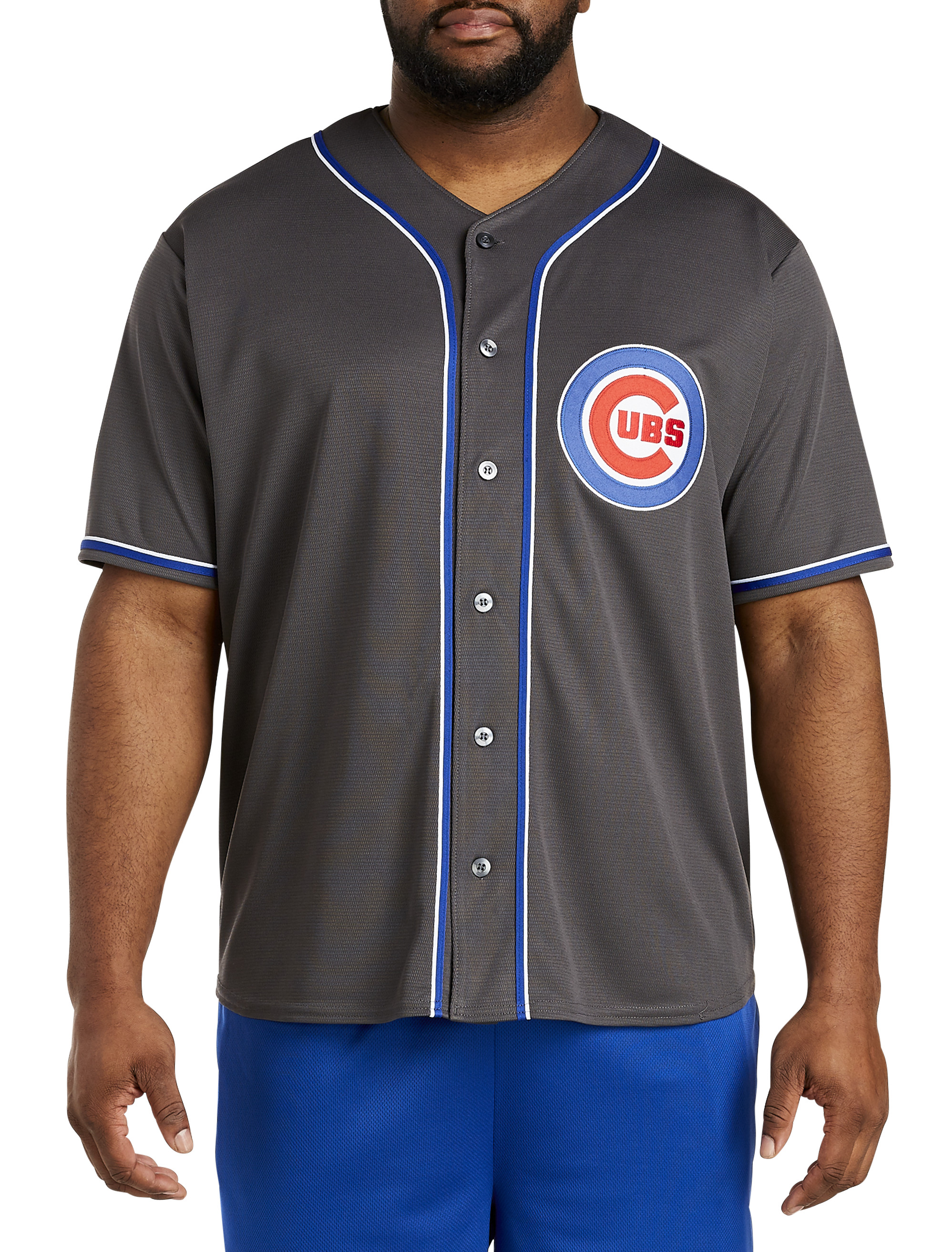 MLB Men's Big & Tall Charcoal Jersey - Blue - Casual Shirts