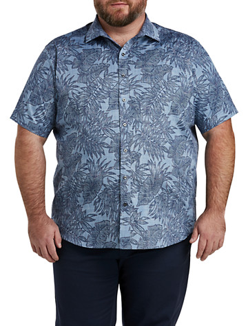 DXL Synrgy Big and Tall Floral Sport Shirt Navy