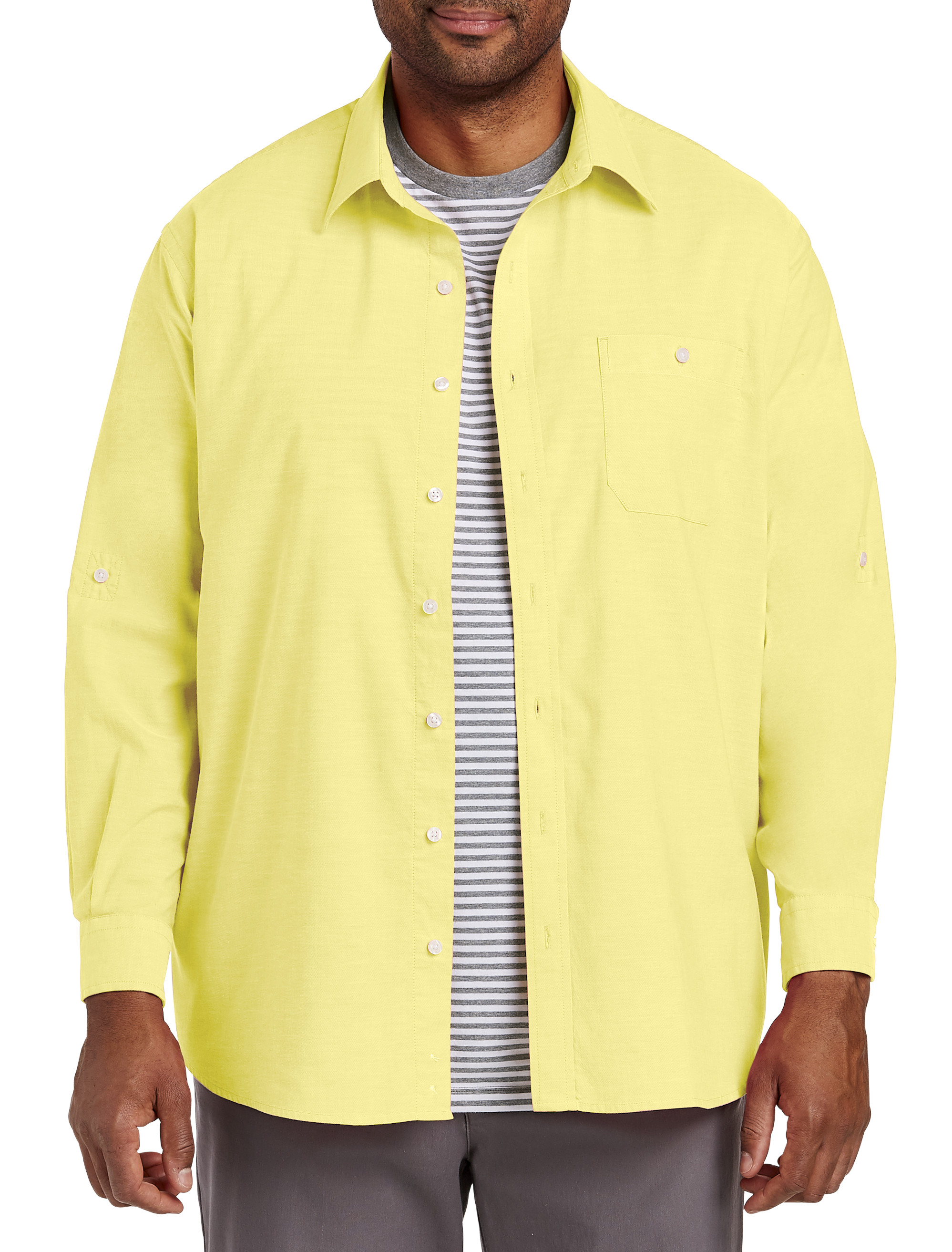 Washed Oxford Rolled-Sleeve Sport Shirt