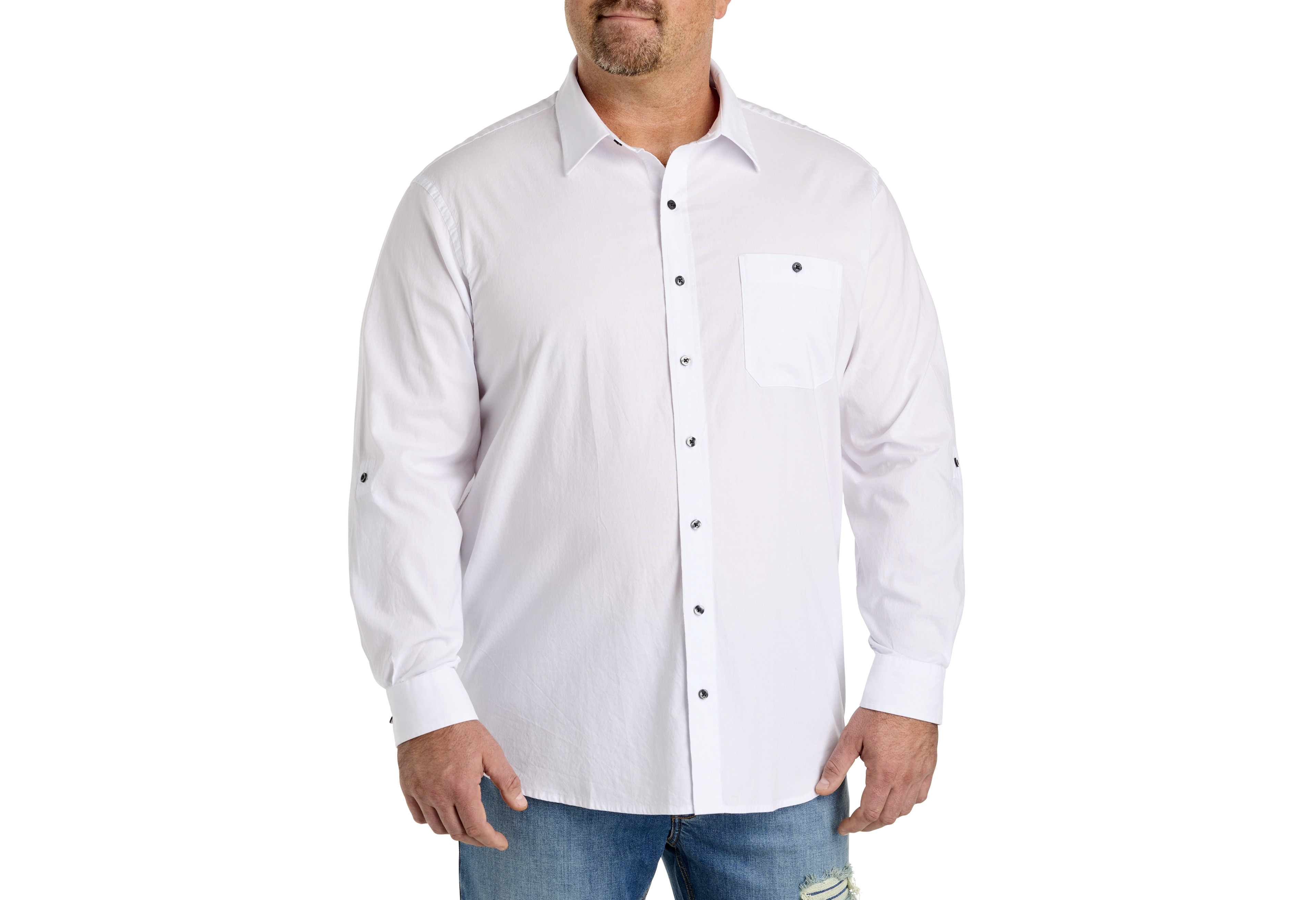 Washed Oxford Rolled-Sleeve Sport Shirt