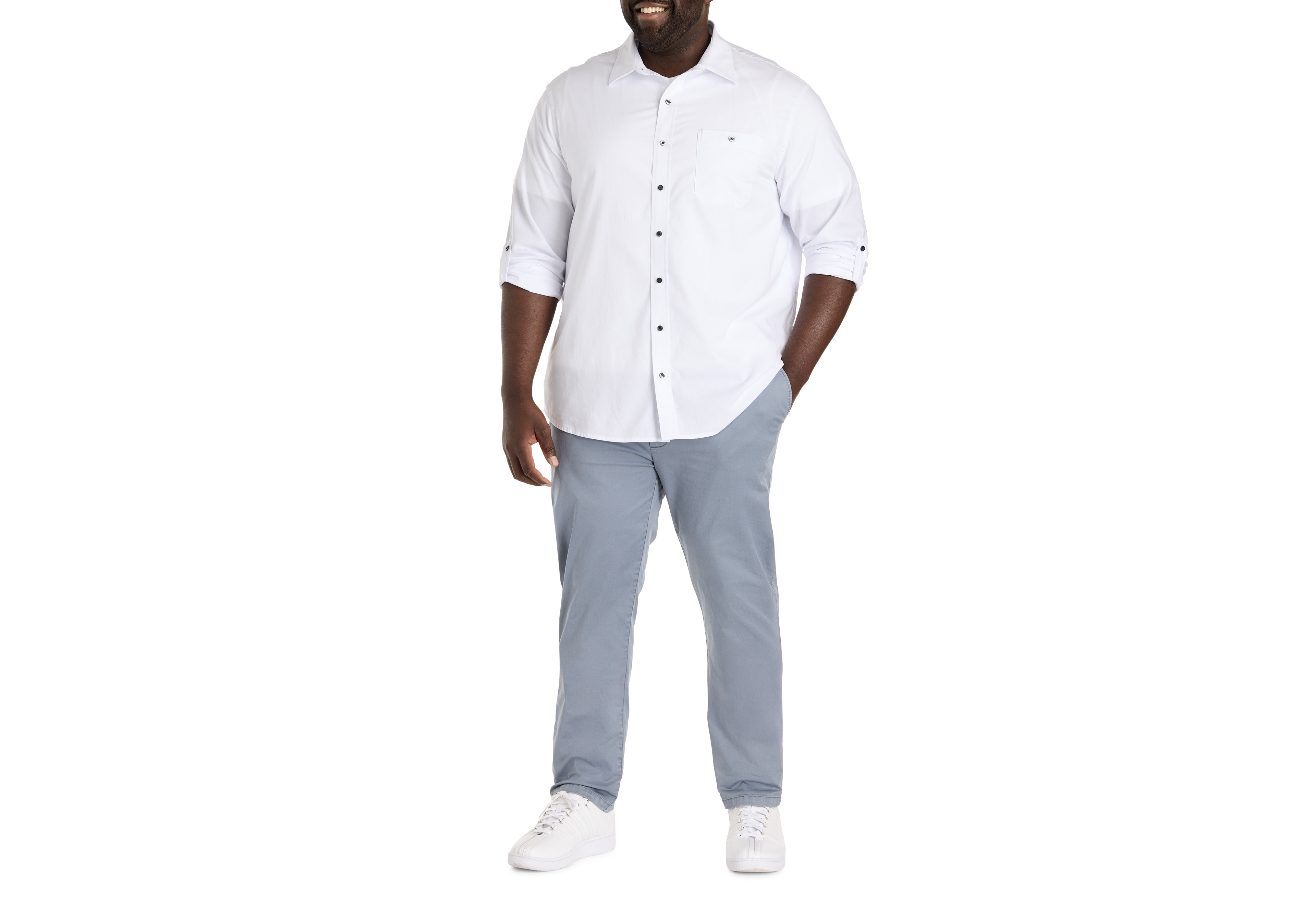 Washed Oxford Rolled-Sleeve Sport Shirt
