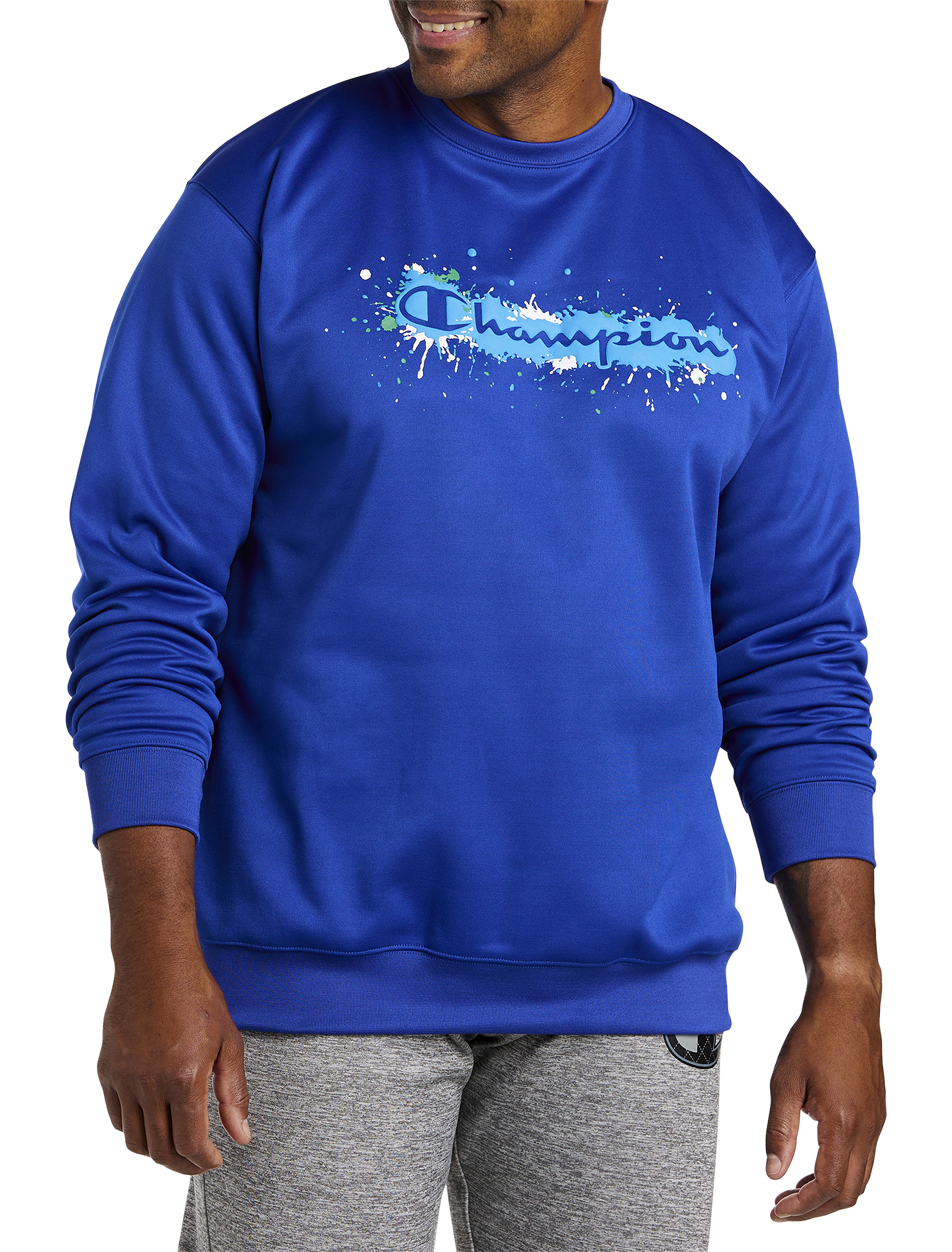 Champion Men s Big Tall Grafitti Sweatshirt Blue Sweatshirts