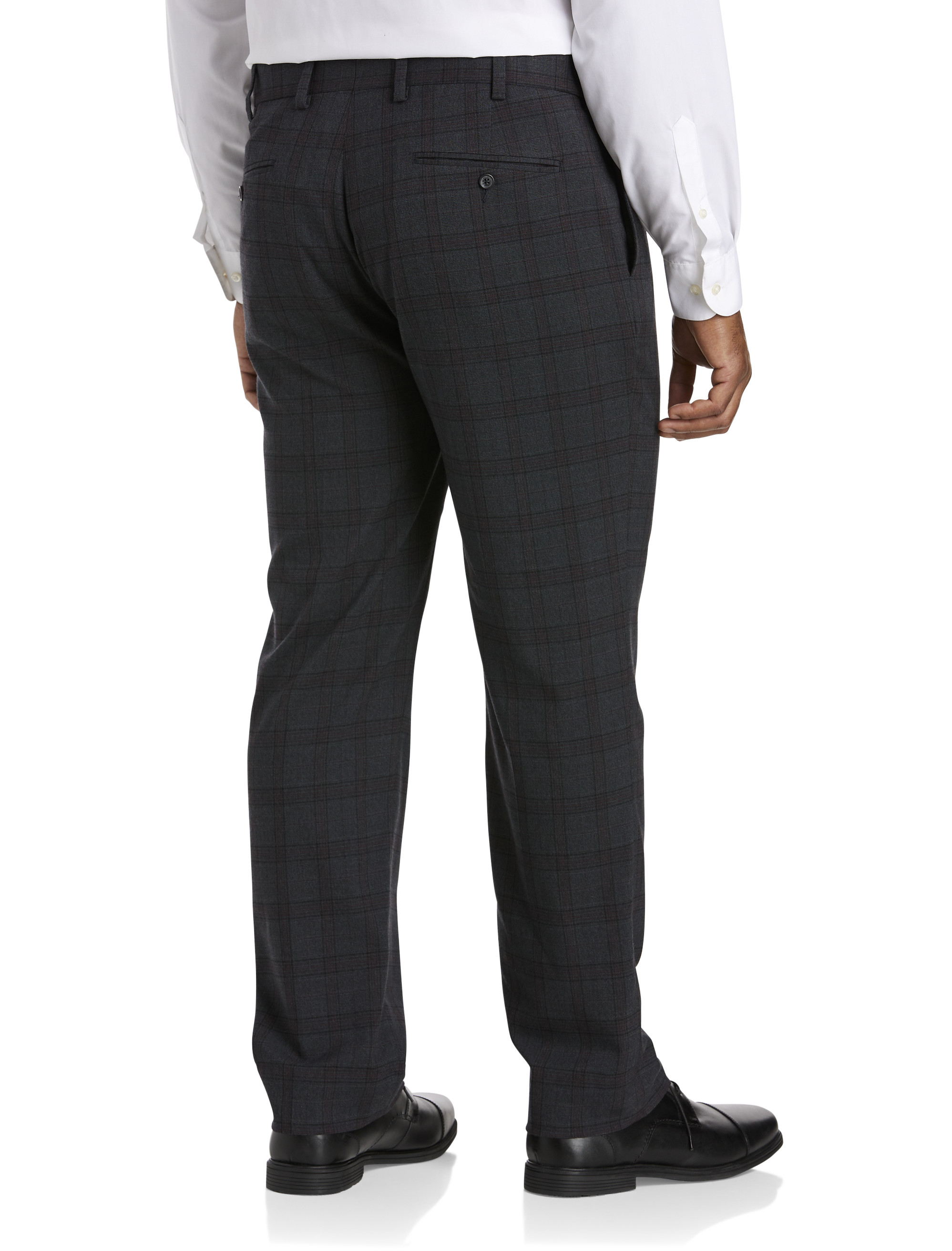 Mens Solid Navy Slim Fit Flat Front 4 Way Stretch Dress Pants
